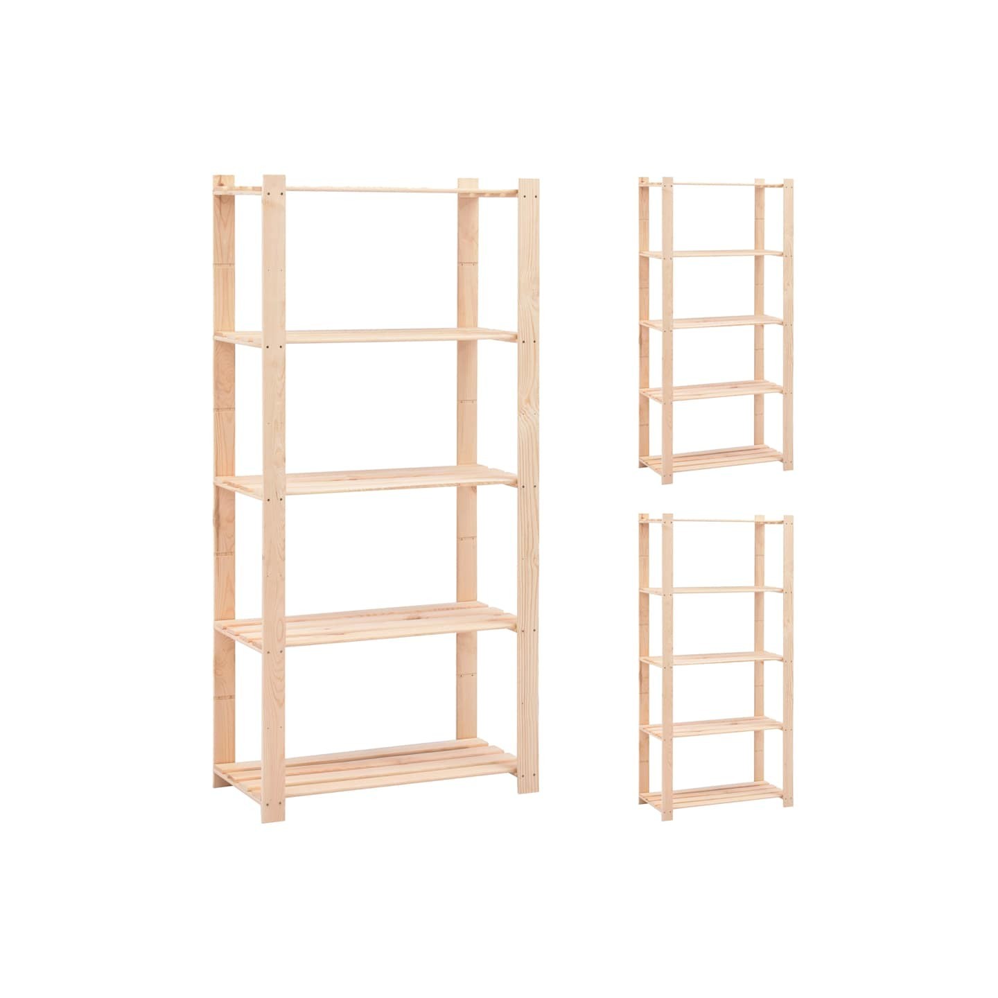 Étagères de rangement à 5 niveaux 3 pcs 80x38x170 cm Pin 250 kg