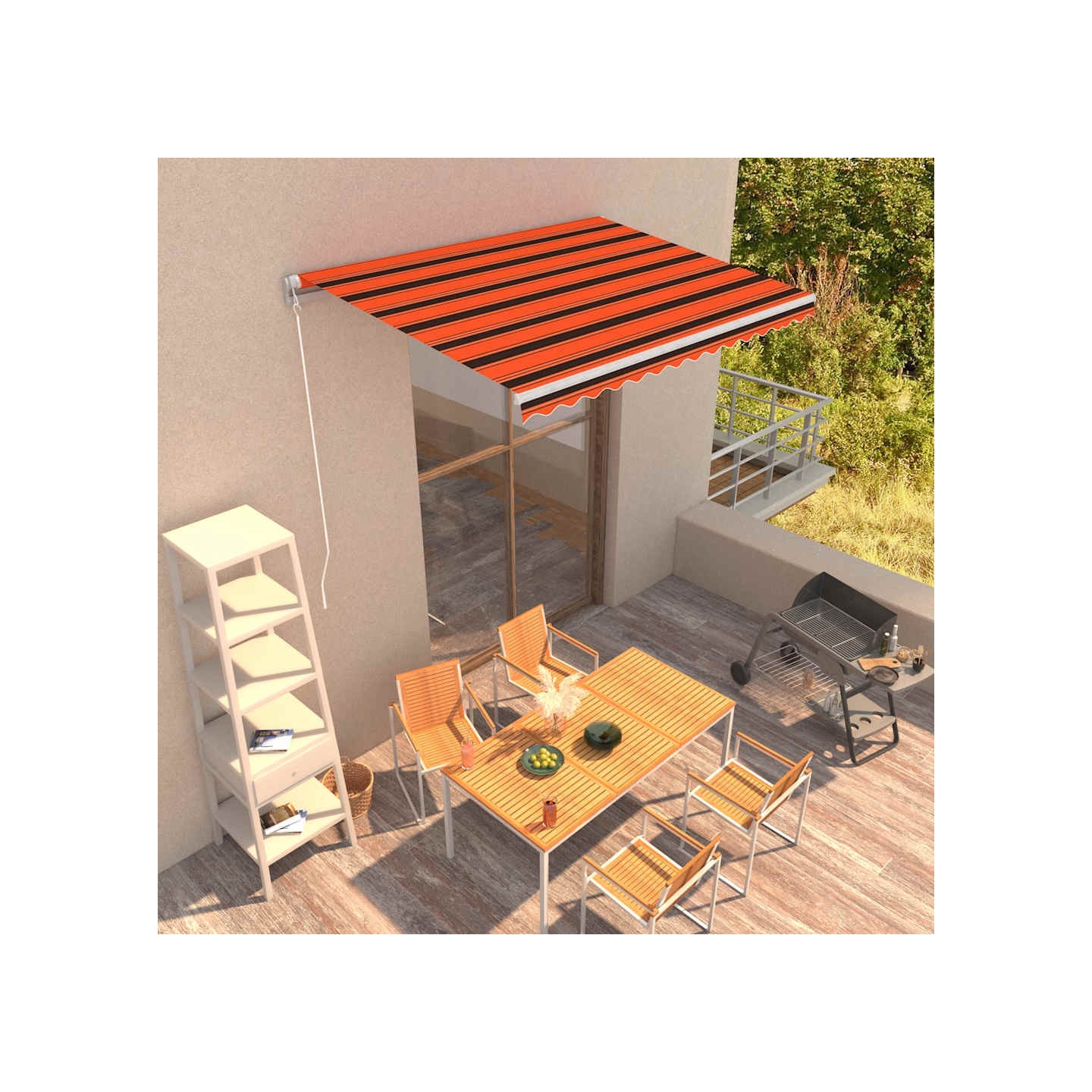 Auvent manuel rétractable 350x250 cm Orange et marron