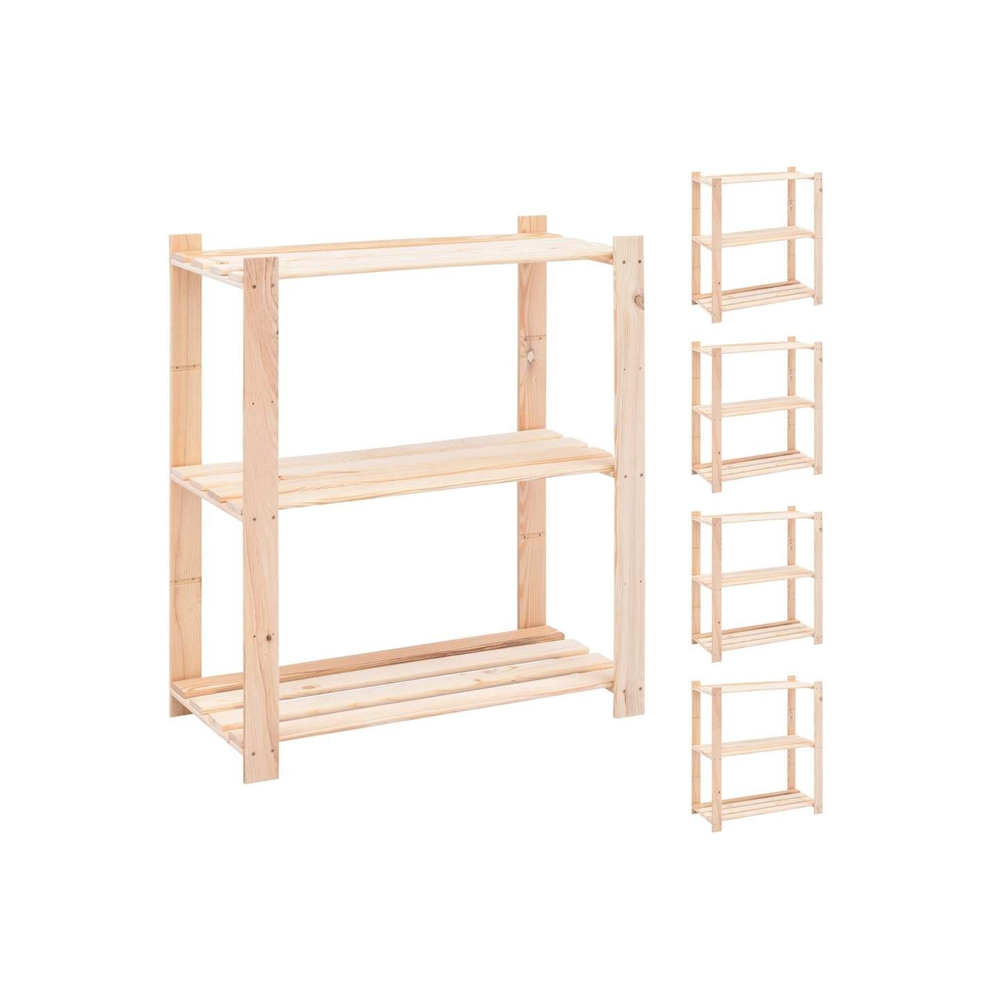 Étagères de rangement à 3 niveaux 5 pcs 80x38x90 cm Pin 150 kg