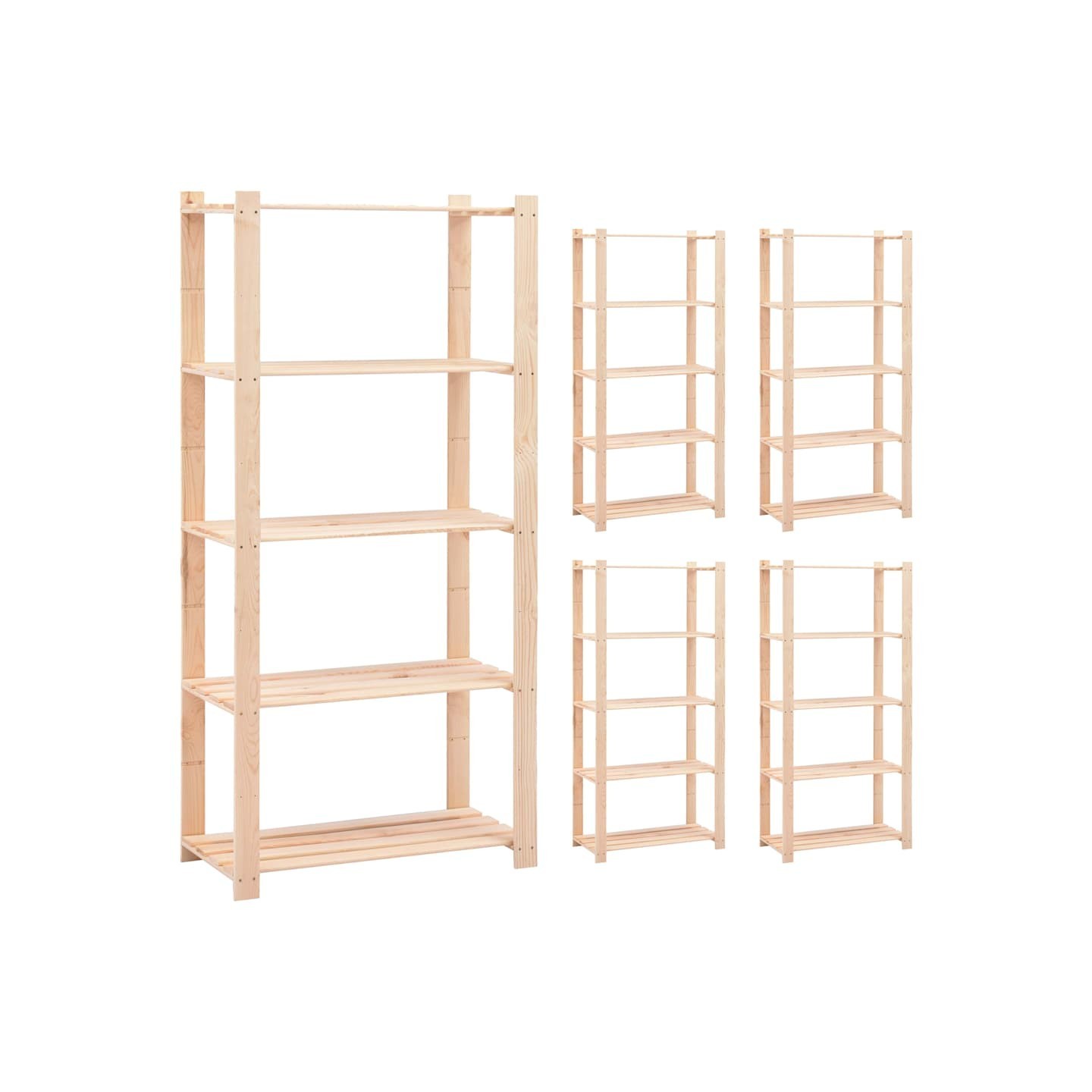 Étagères de rangement à 5 niveaux 5 pcs 80x38x170 cm Pin 250 kg