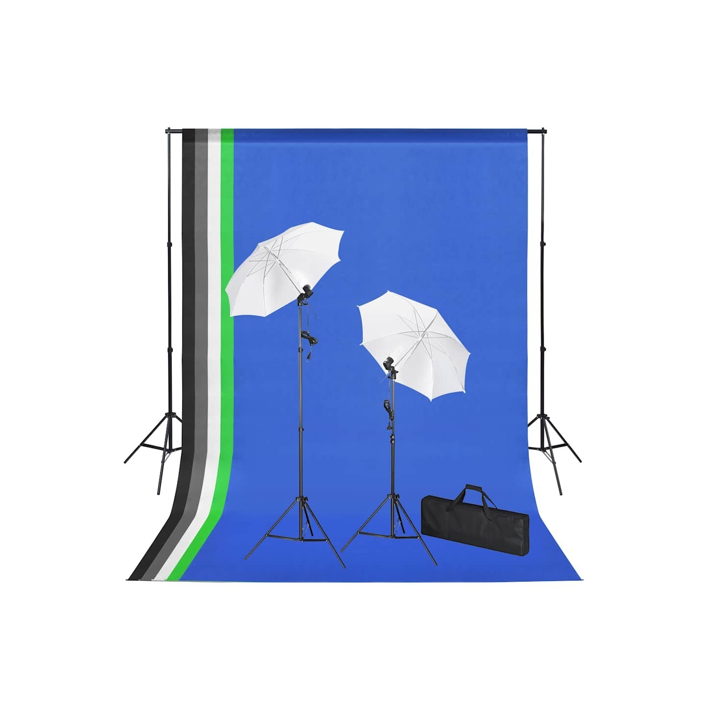 Kit de studio photo avec toiles de fond, lampes et parapluies