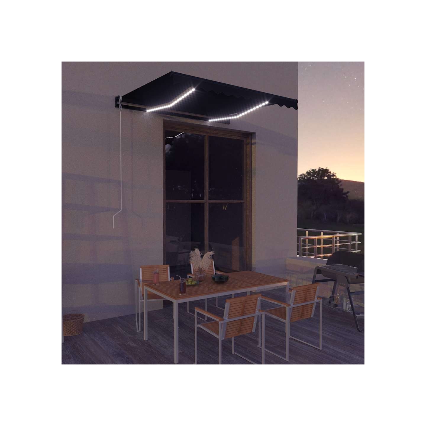 Auvent manuel rétractable avec LED 300x250 cm Anthracite