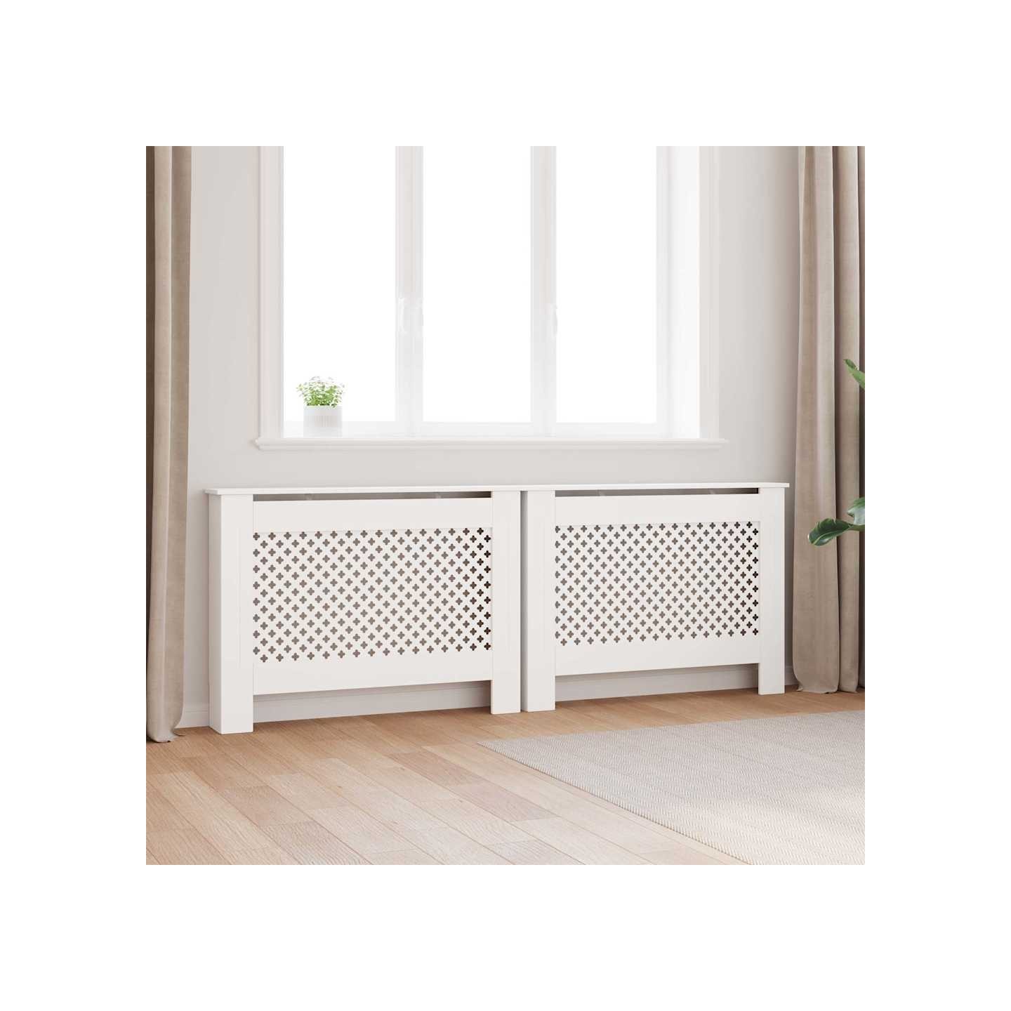 Cache-radiateurs 2 pcs Blanc 112x19x81,5 cm MDF