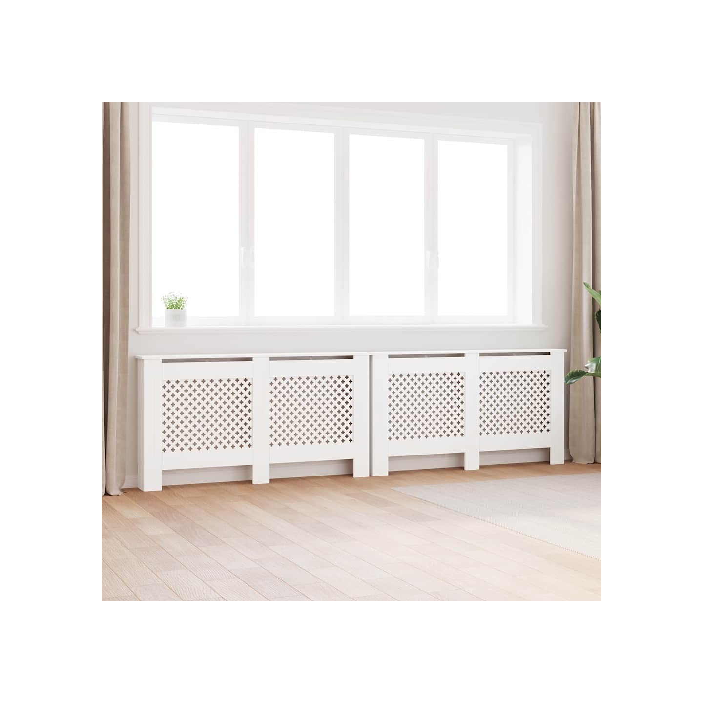 Cache-radiateurs 2 pcs Blanc 152x19x81,5 cm MDF