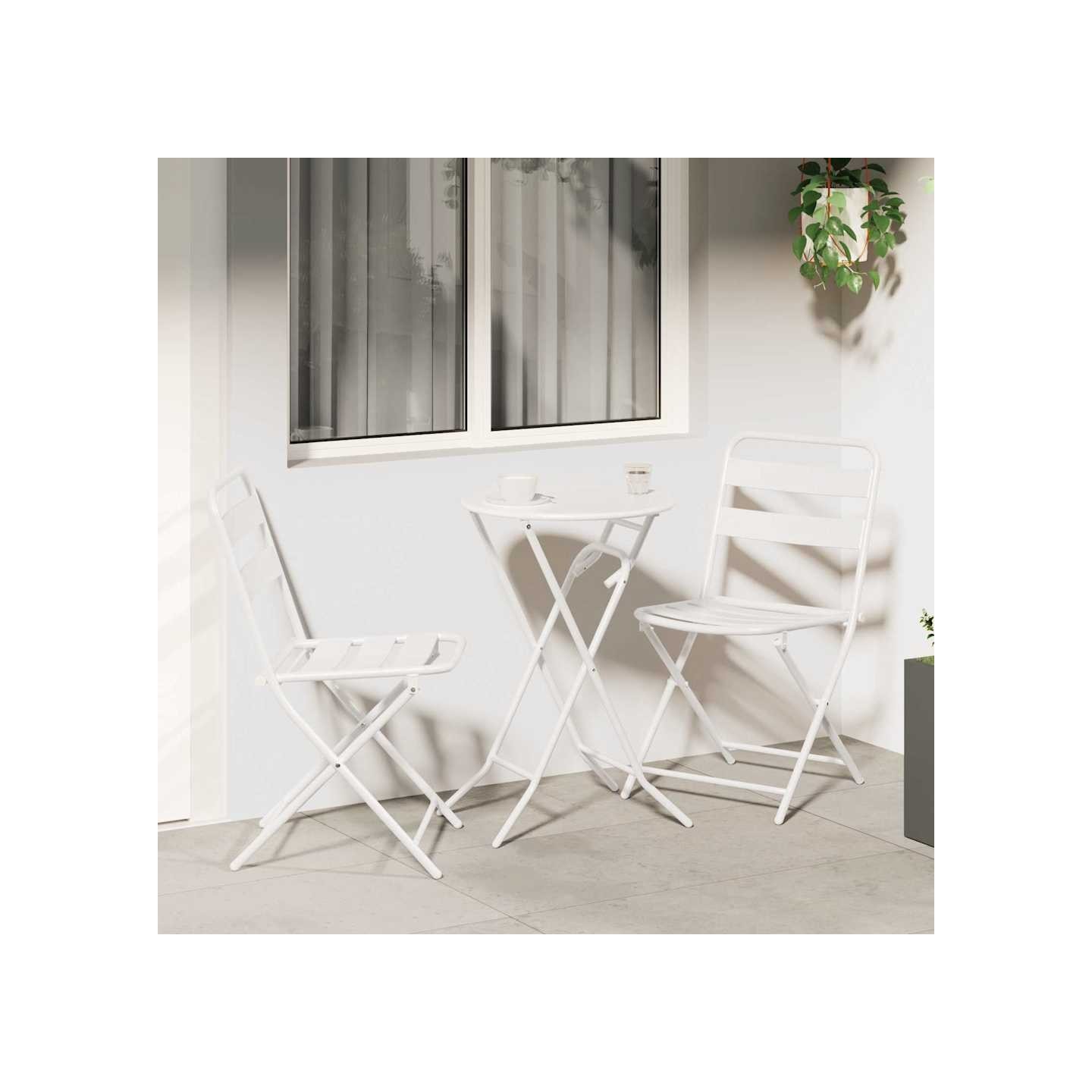Ensemble bistro de jardin 3 pc Blanc Acier