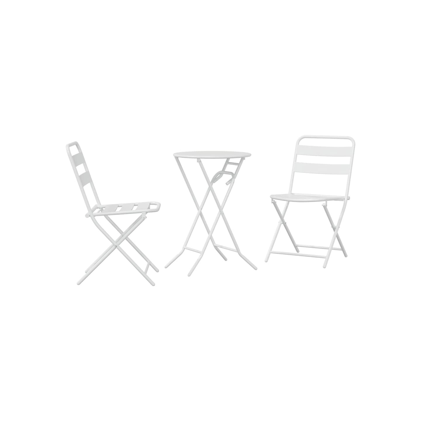 Ensemble bistro de jardin 3 pc Blanc Acier