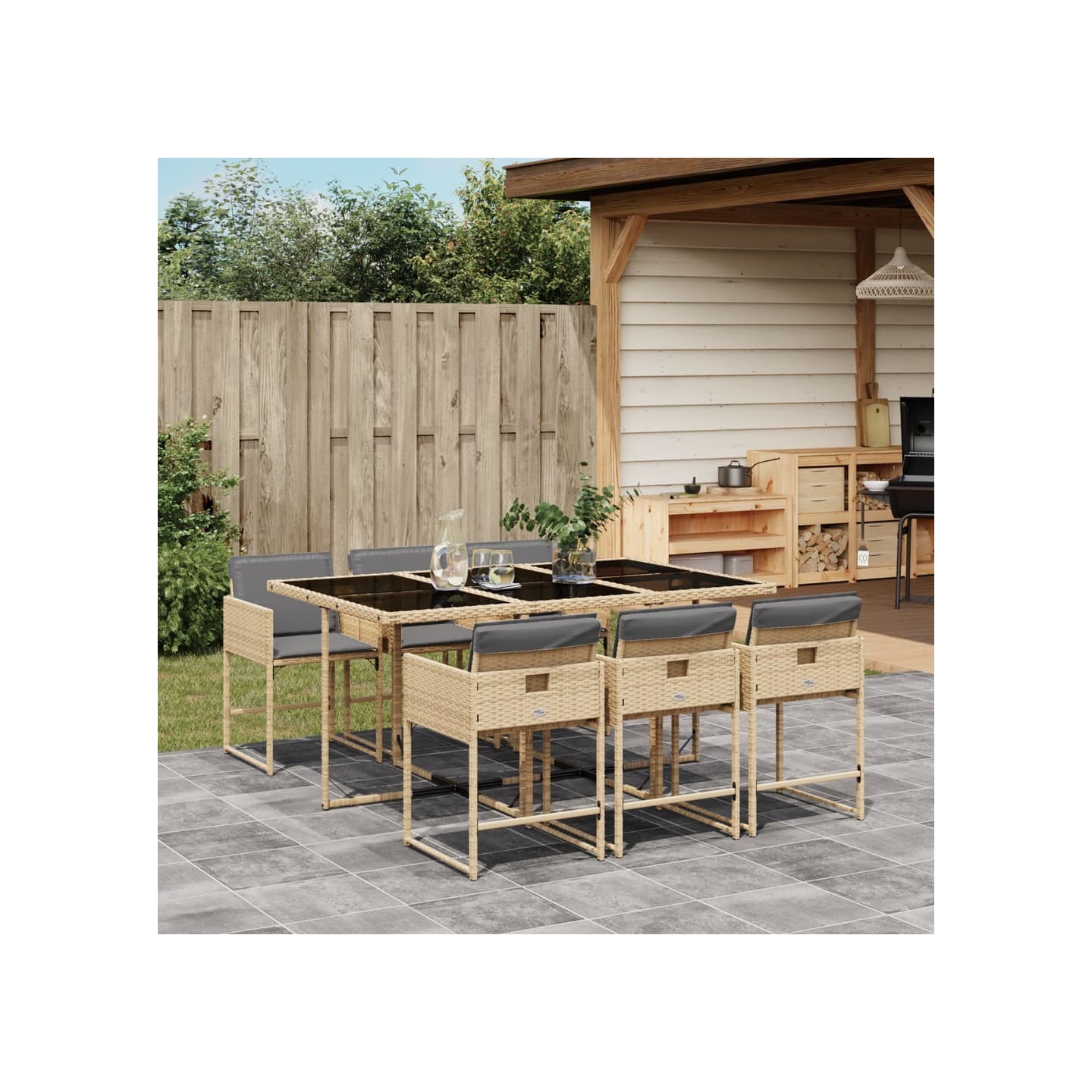 Garden Dining Set 6 pc 6 place Mélange de beiges
