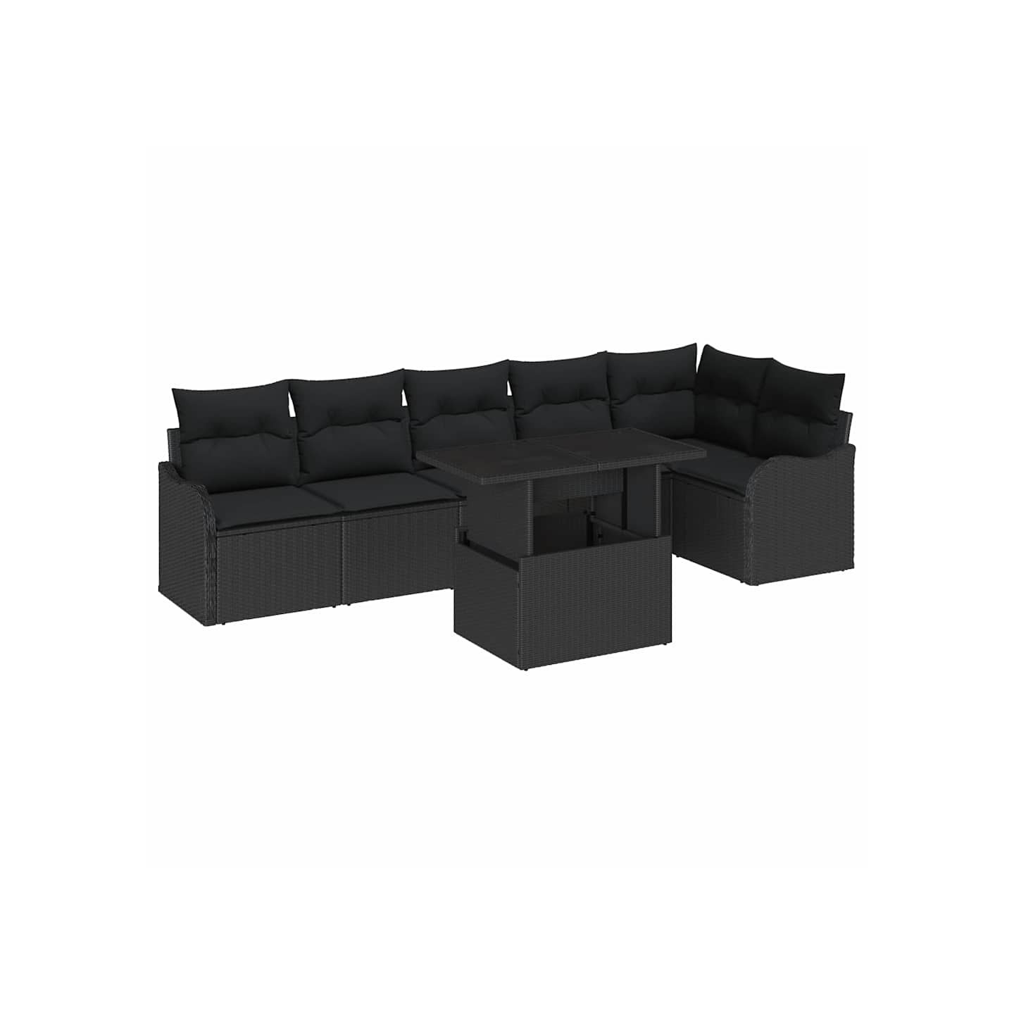 Ensemble de Canapés 7 pc Noir Poly rotin