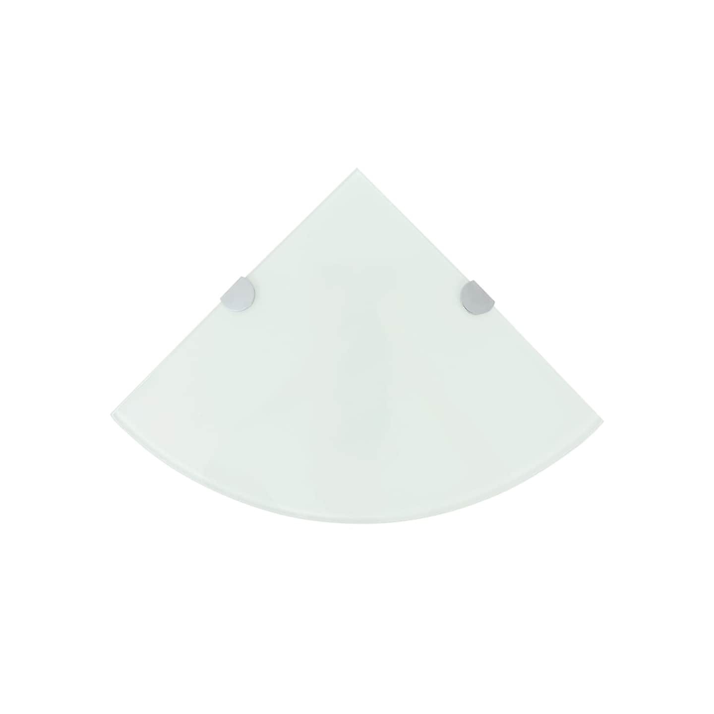 Étagères d'angle 2 pcs et supports chromés Verre Blanc 35x35 cm