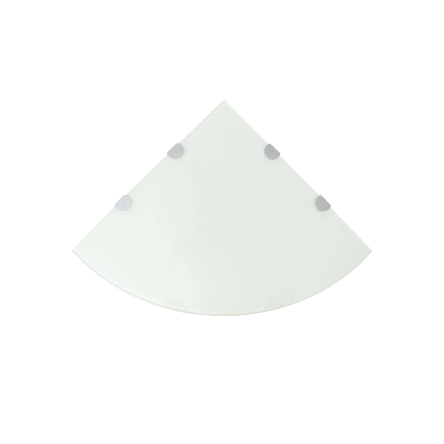 Étagères d'angle 2 pcs et supports chromés Verre Blanc 45x45 cm