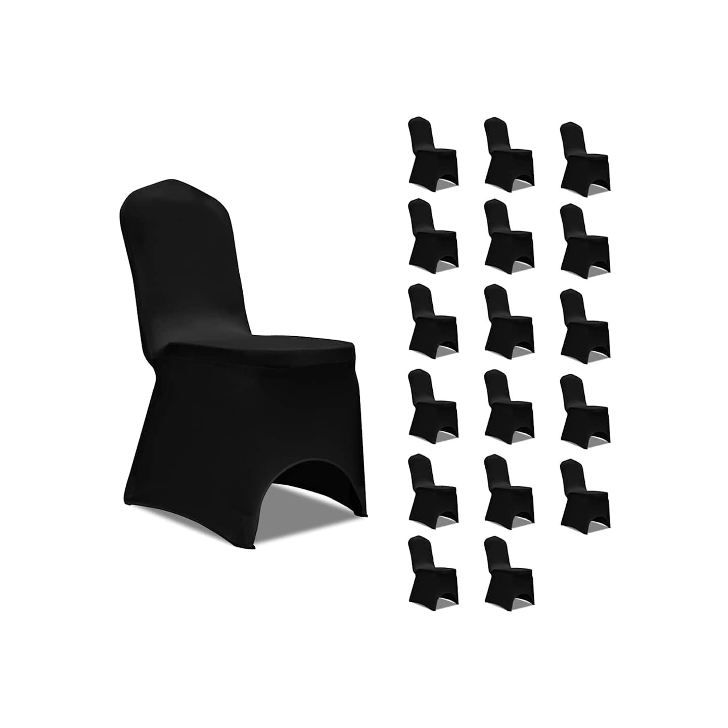 Housses élastiques de chaise Noir 18 pcs