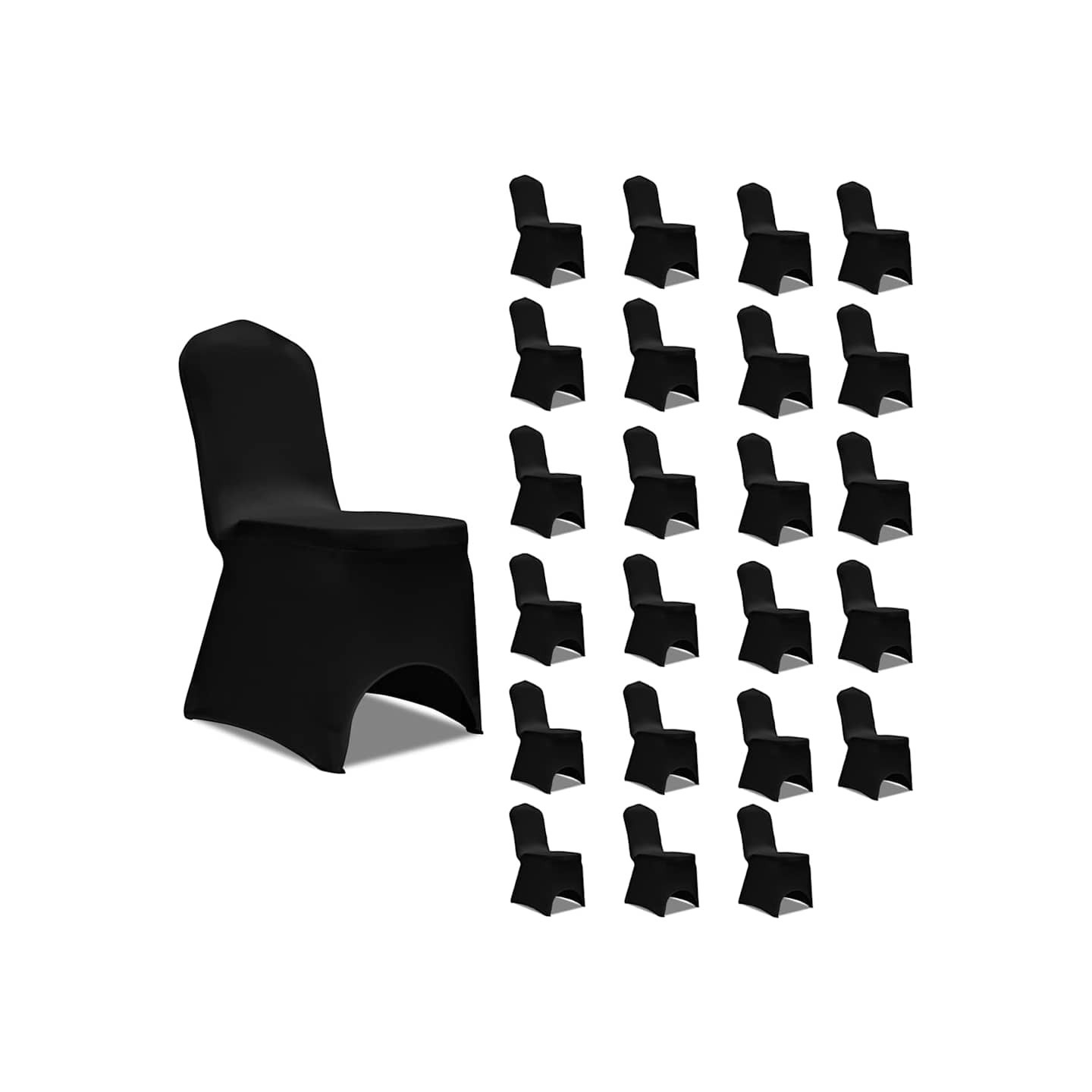 Housses élastiques de chaise Noir 24 pcs