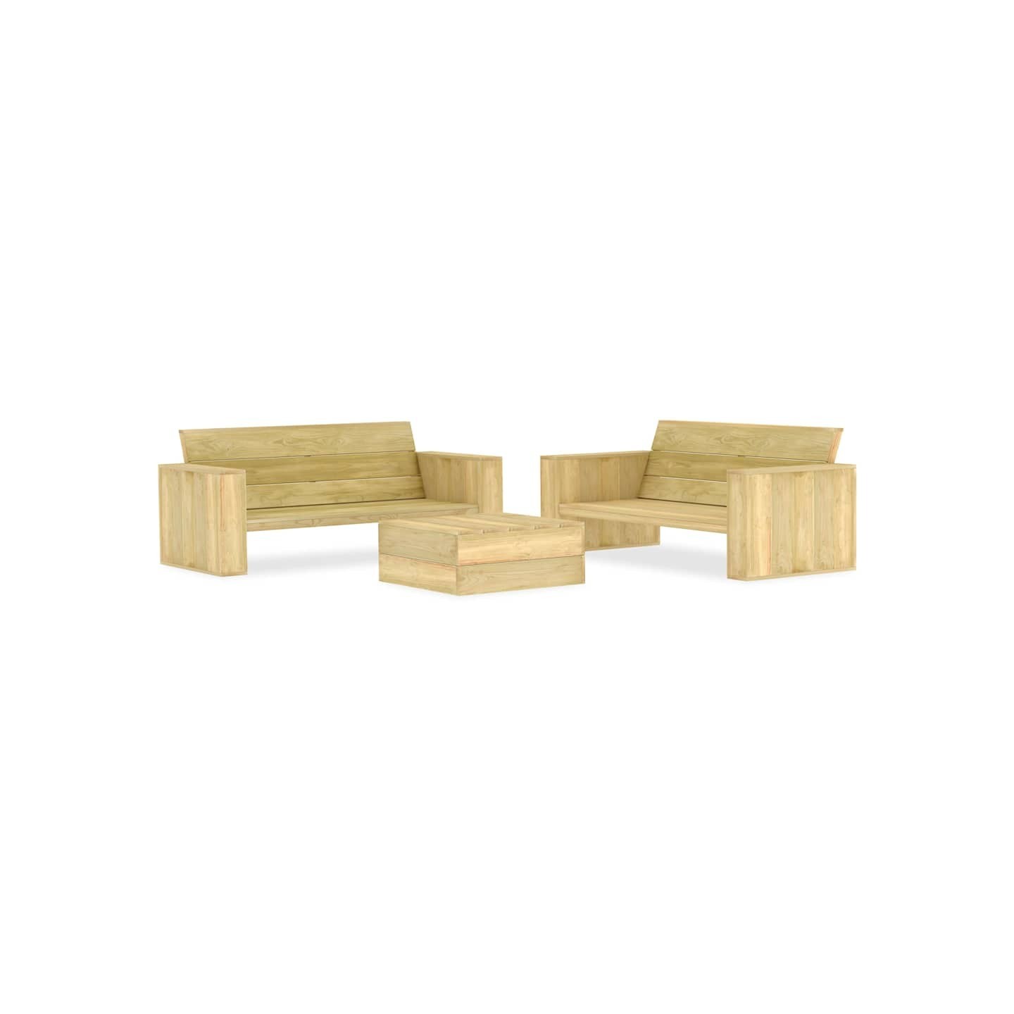 Salon de jardin 3 pcs Bois de pin imprégné