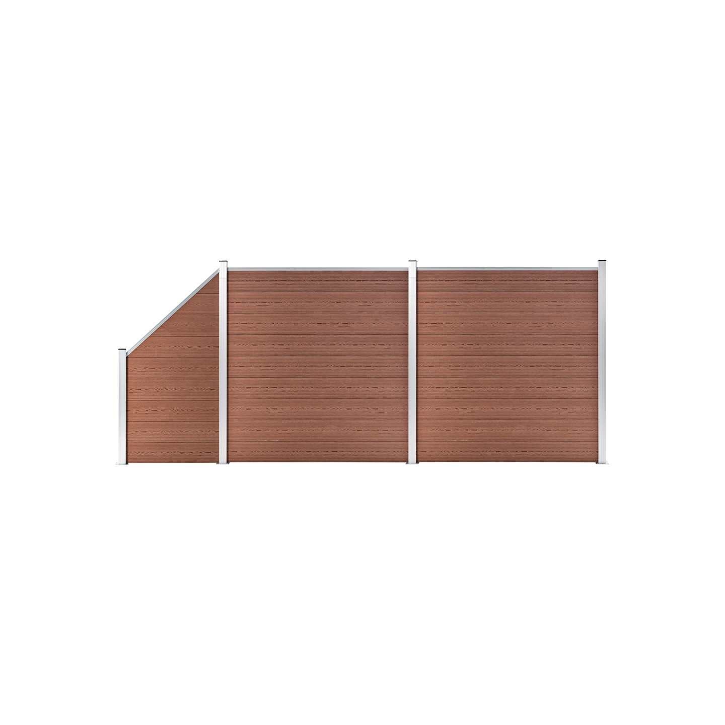 Ensemble de clôture WPC 2 Carré + 1 Incliné 446 x 186 cm Marron