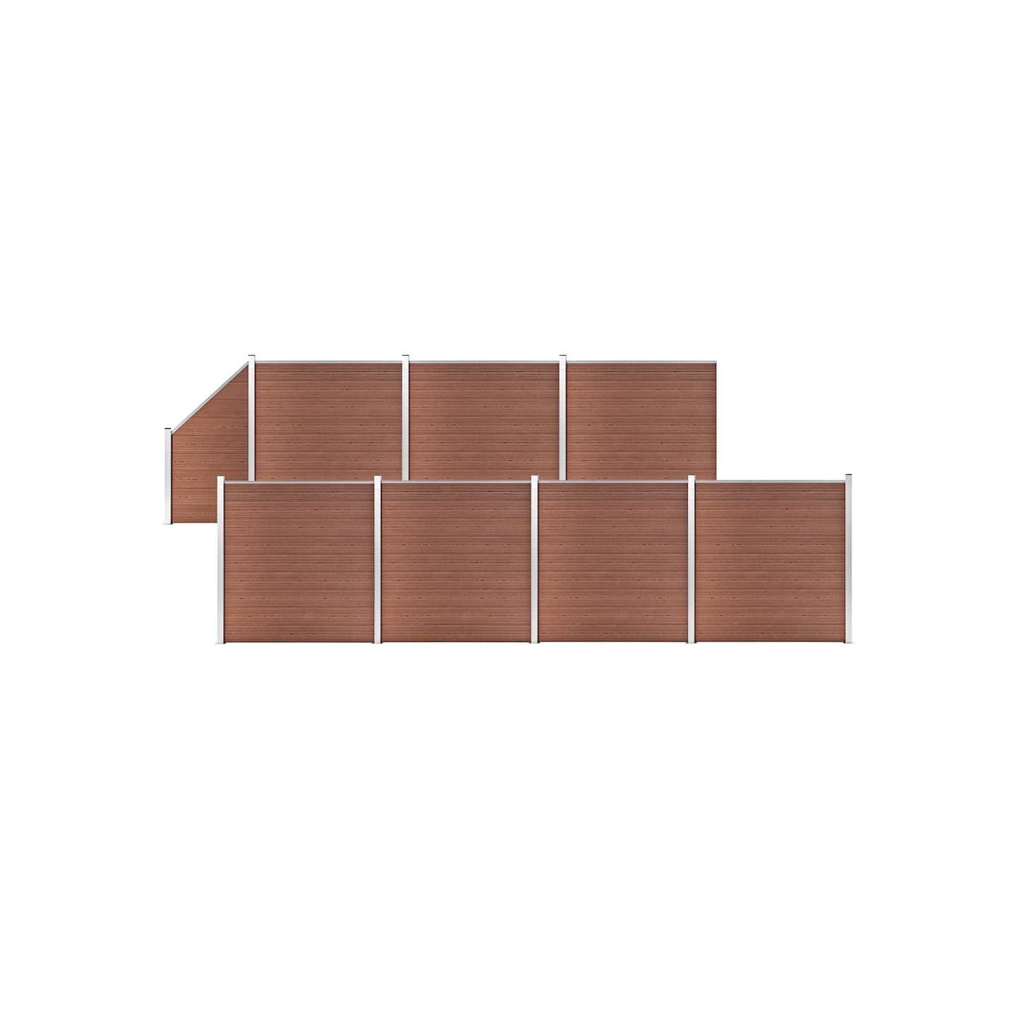 Ensemble de clôture WPC 7 Carré + 1 Incliné 1311x186 cm Marron