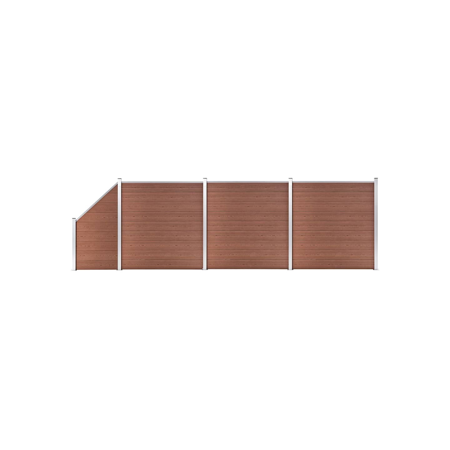 Ensemble de clôture WPC 3 Carré + 1 Incliné 619 x 186 cm Marron