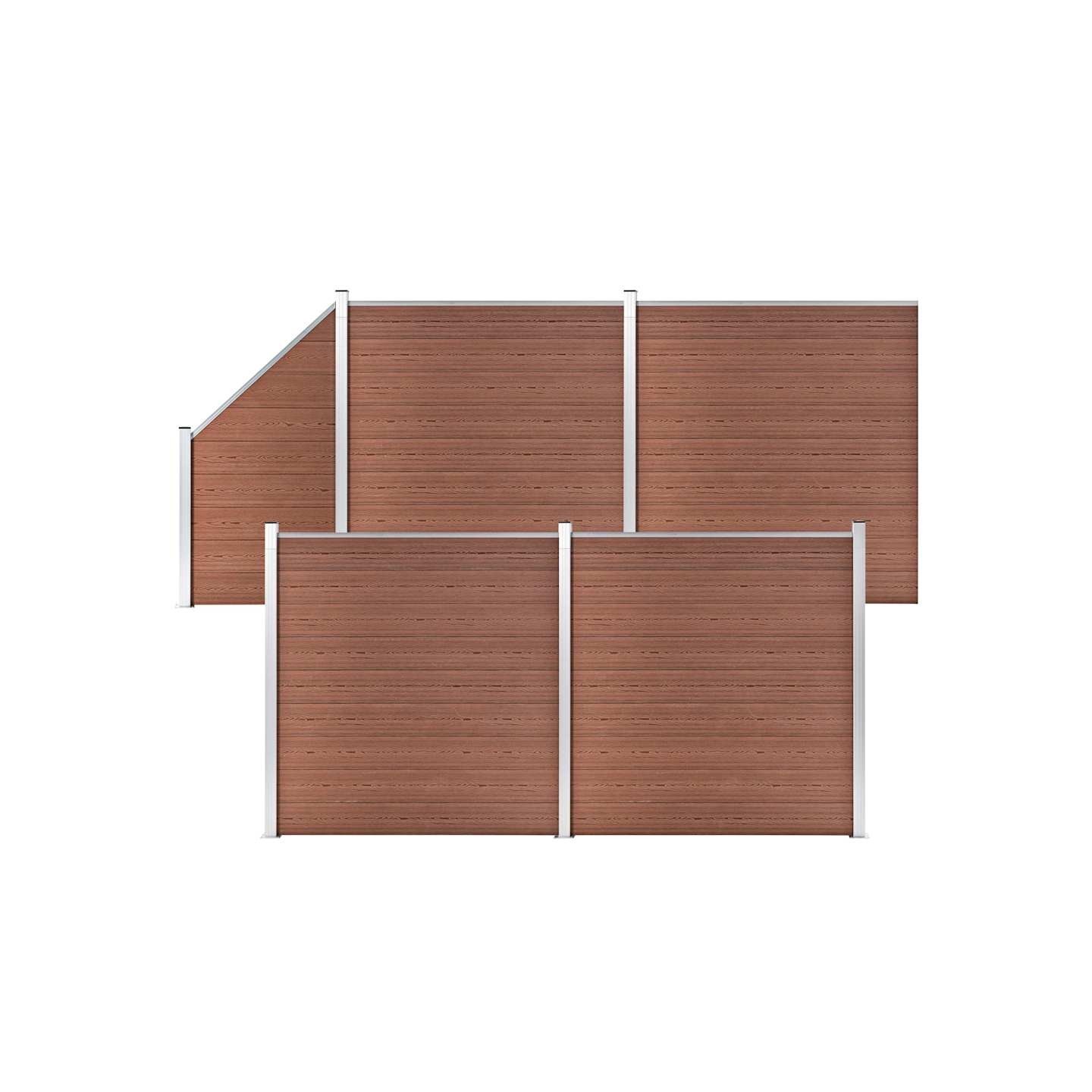 Ensemble de clôture WPC 4 Carré + 1 Incliné 792 x 186 cm Marron
