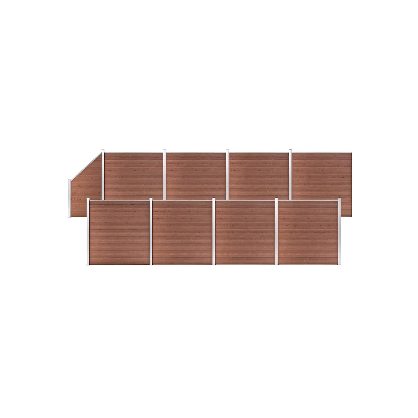 Ensemble de clôture WPC 8 Carré + 1 Incliné 1484x186 cm Marron
