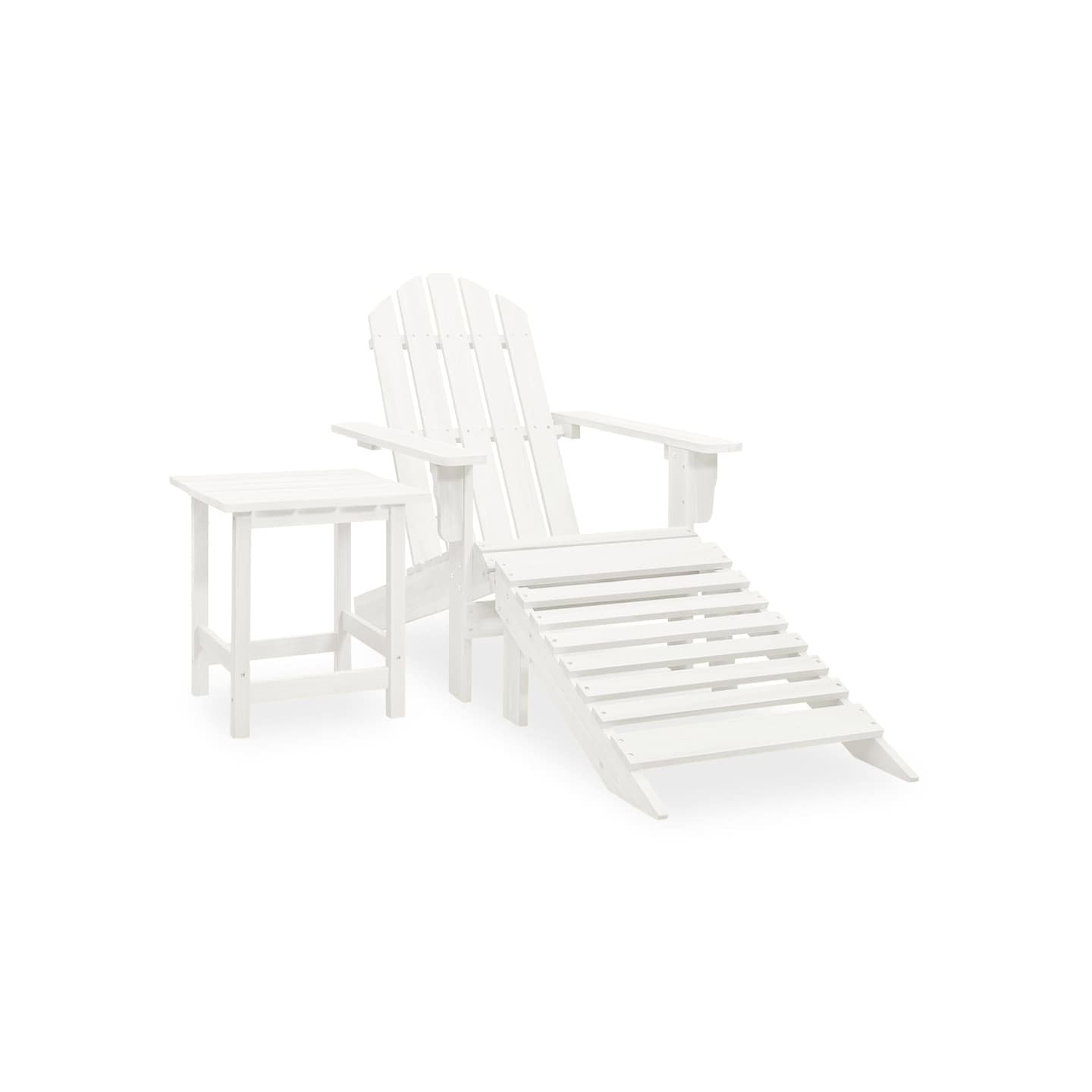 Chaise de jardin Adirondack avec pouf et table Sapin Blanc