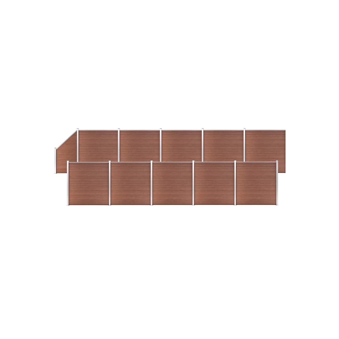 Ensemble de clôture WPC 10 Carré + 1 Incliné 1830x186 cm Marron