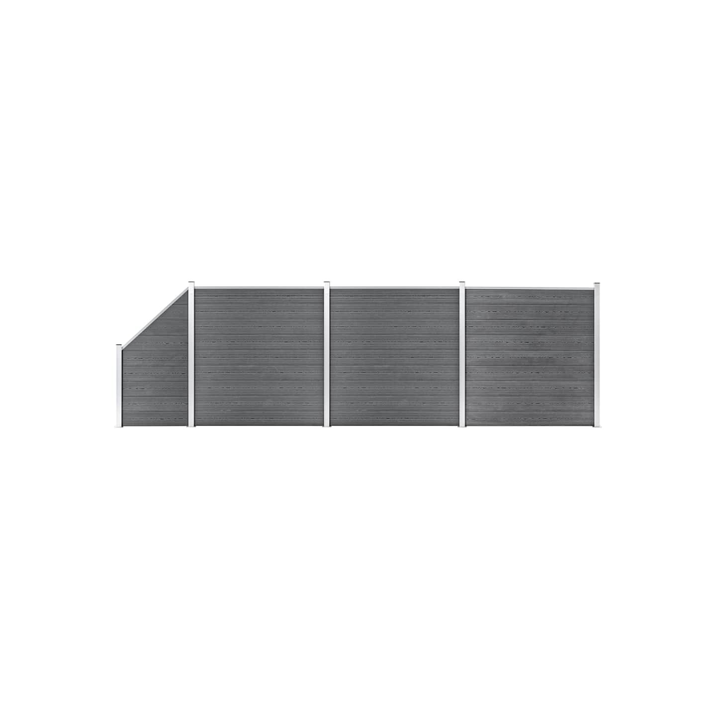 Ensemble de clôture WPC 3 Carré + 1 Incliné 619 x 186 cm Gris