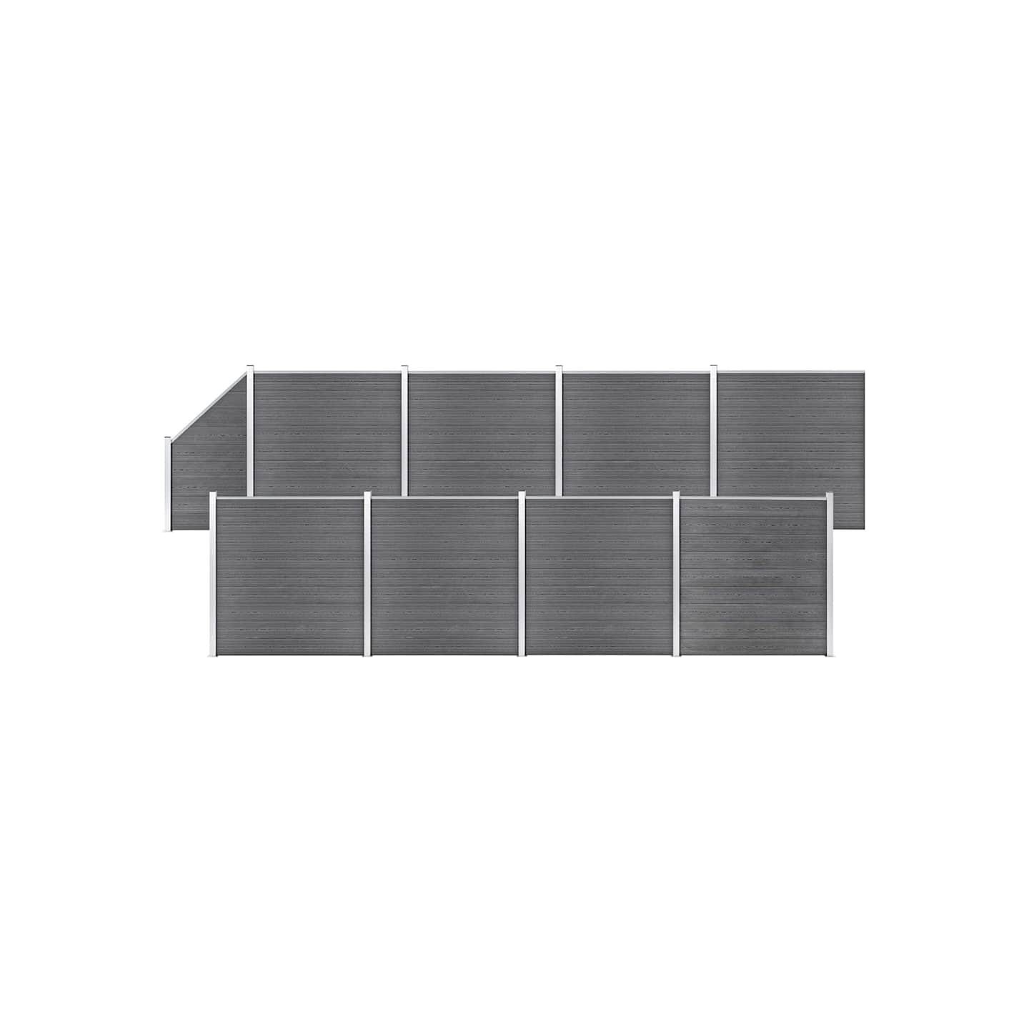Ensemble de clôture WPC 8 Carré + 1 Incliné 1484x186 cm Gris
