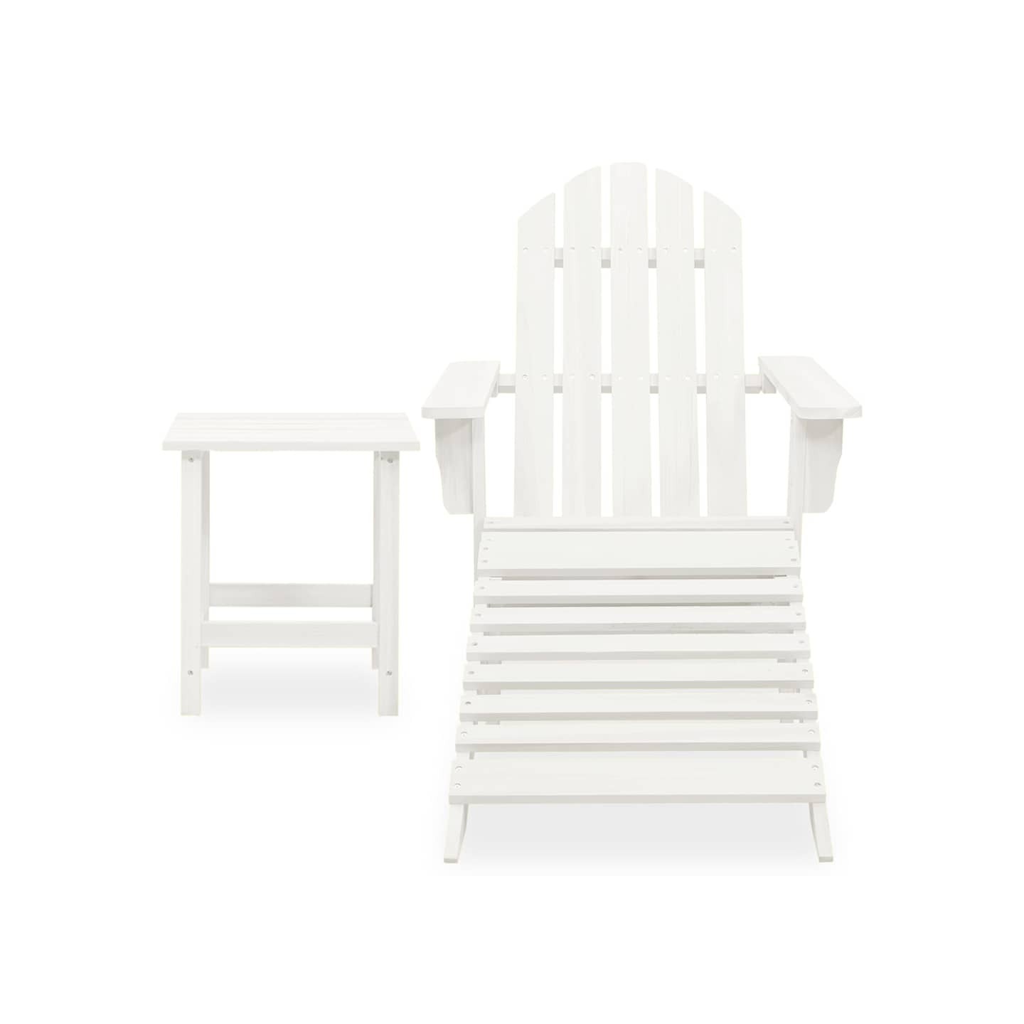 Chaise de jardin Adirondack avec pouf et table Sapin Blanc