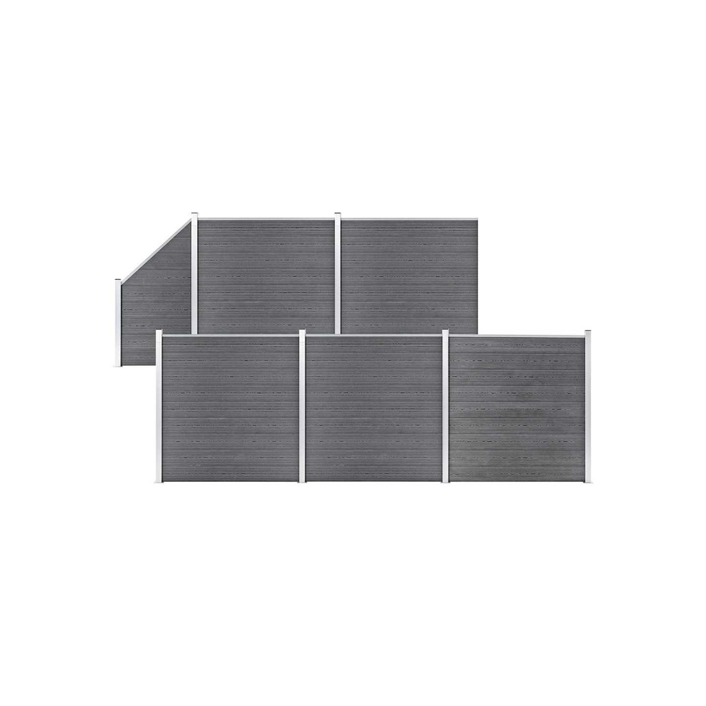 Ensemble de clôture WPC 5 Carré + 1 Incliné 965 x 186 cm Gris