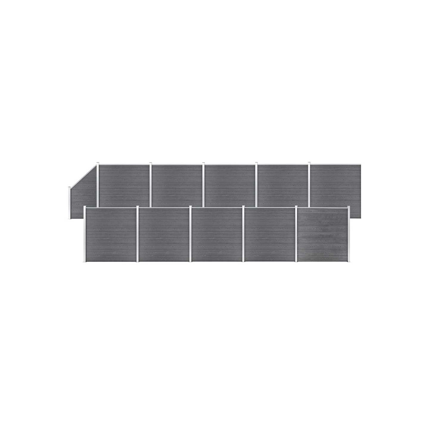 Ensemble de clôture WPC 10 Carré + 1 Incliné 1830x186 cm Gris