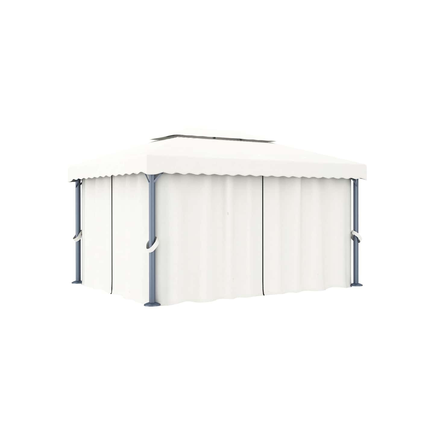 Tonnelle avec rideau 4x3 m Blanc crème Aluminium