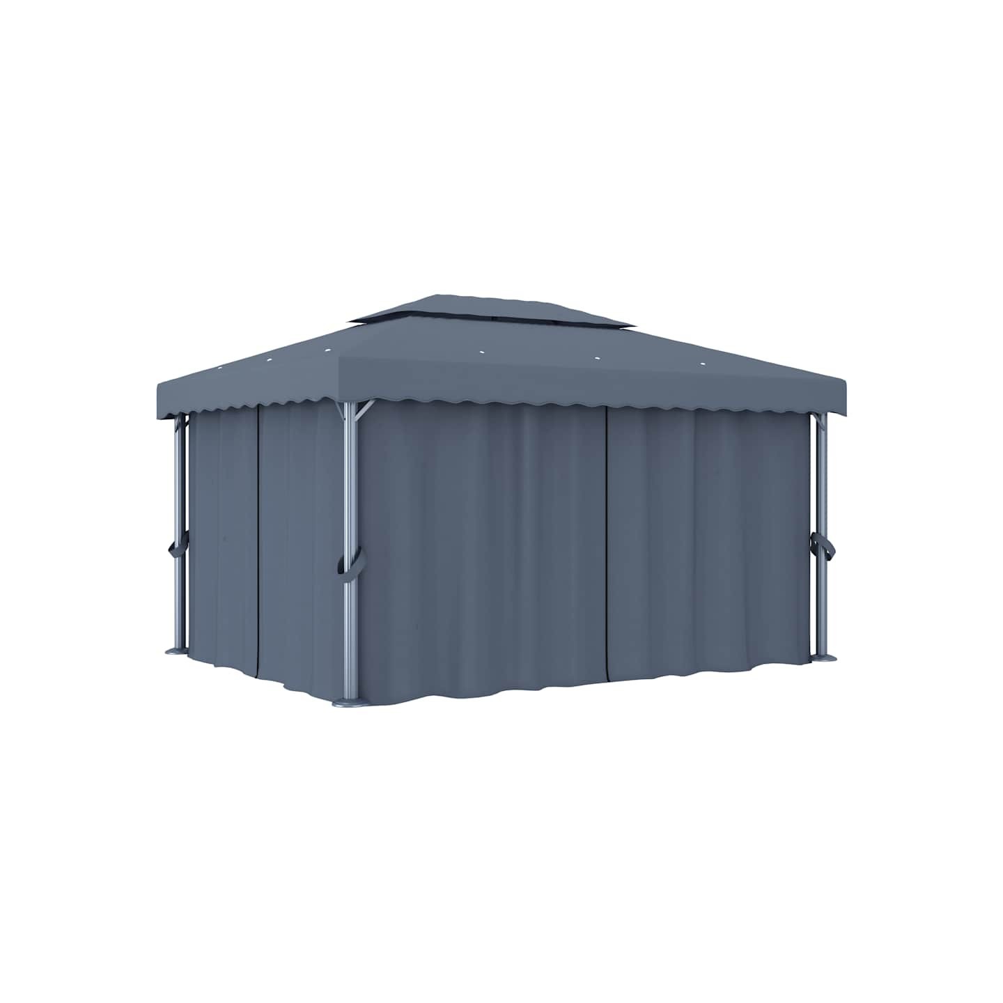 Tonnelle avec rideau 4x3 m Anthracite Aluminium