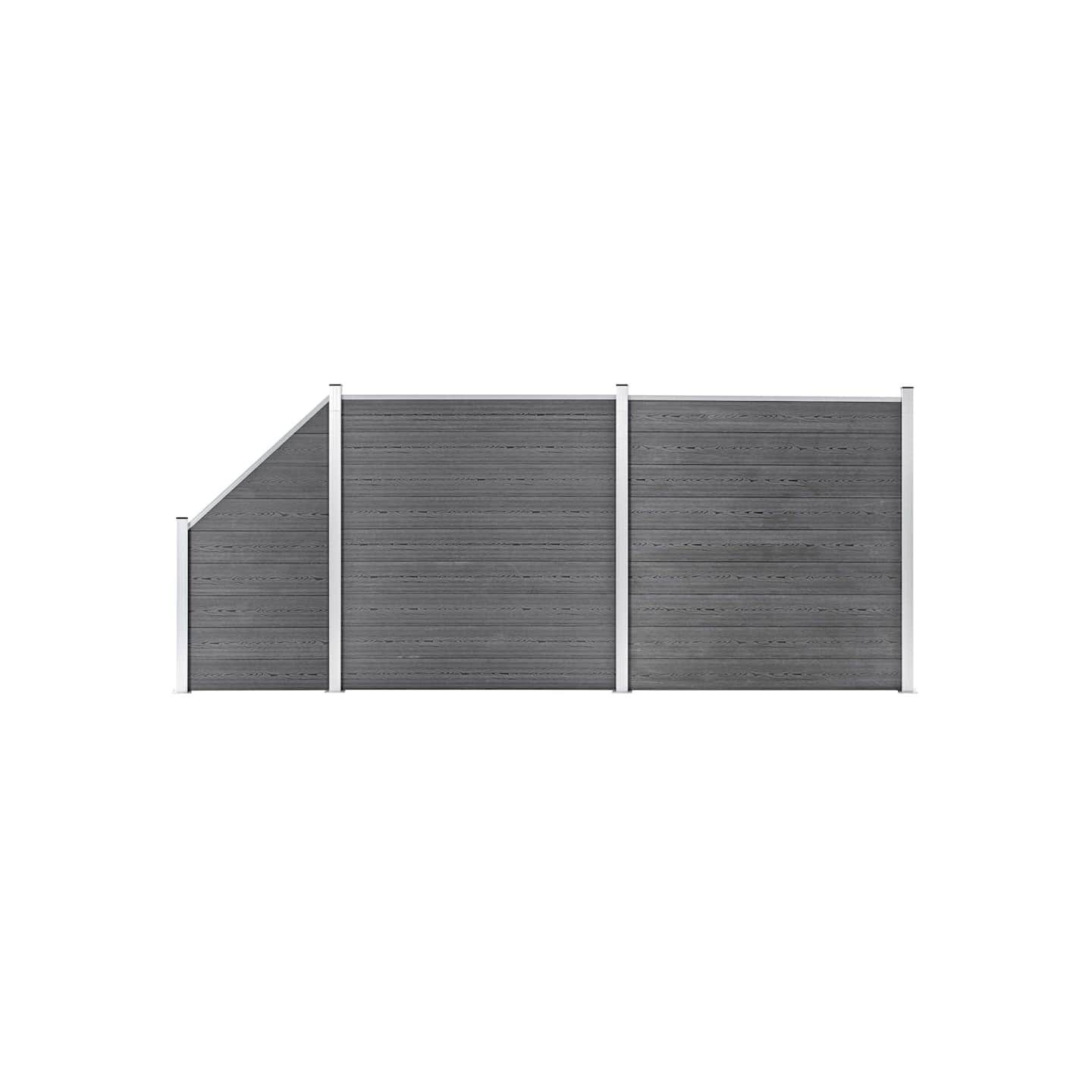 Ensemble de clôture WPC 2 Carré + 1 Incliné 446 x 186 cm Gris
