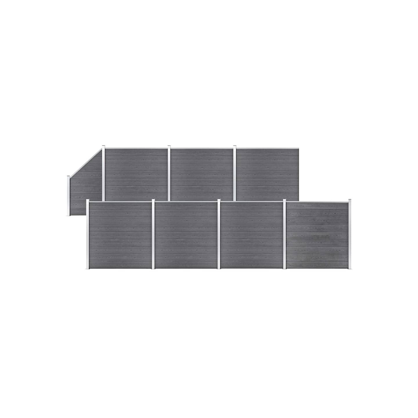 Ensemble de clôture WPC 7 Carré + 1 Incliné 1311x186 cm Gris