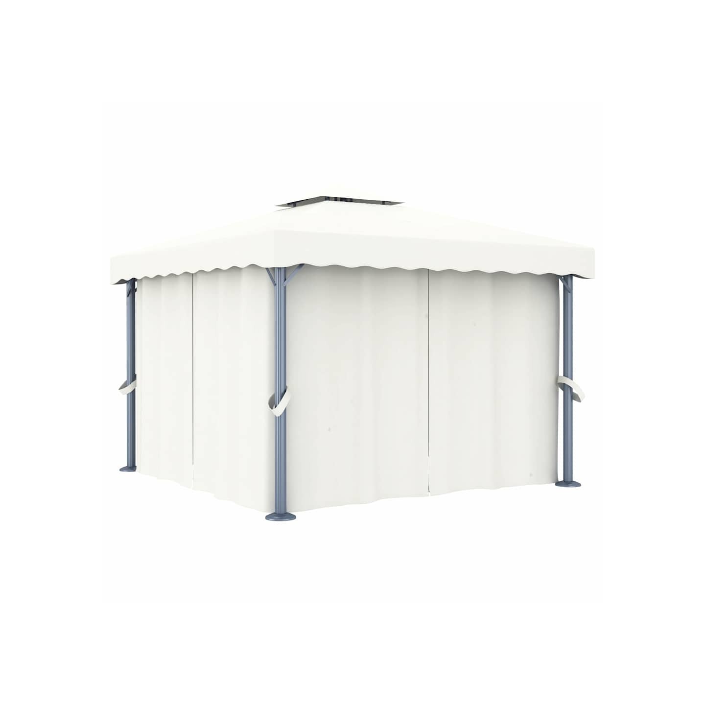 Tonnelle avec rideau 3x3 m Blanc crème Aluminium