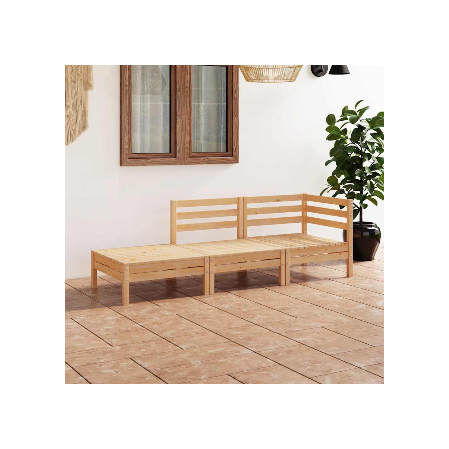 Salon de jardin 3 pcs Bois de pin massif