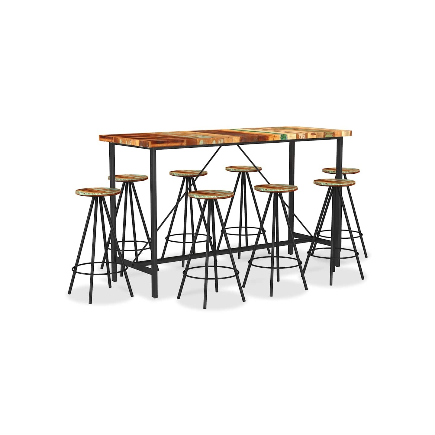 Ensemble de bar 9 pcs Bois de récupération massif