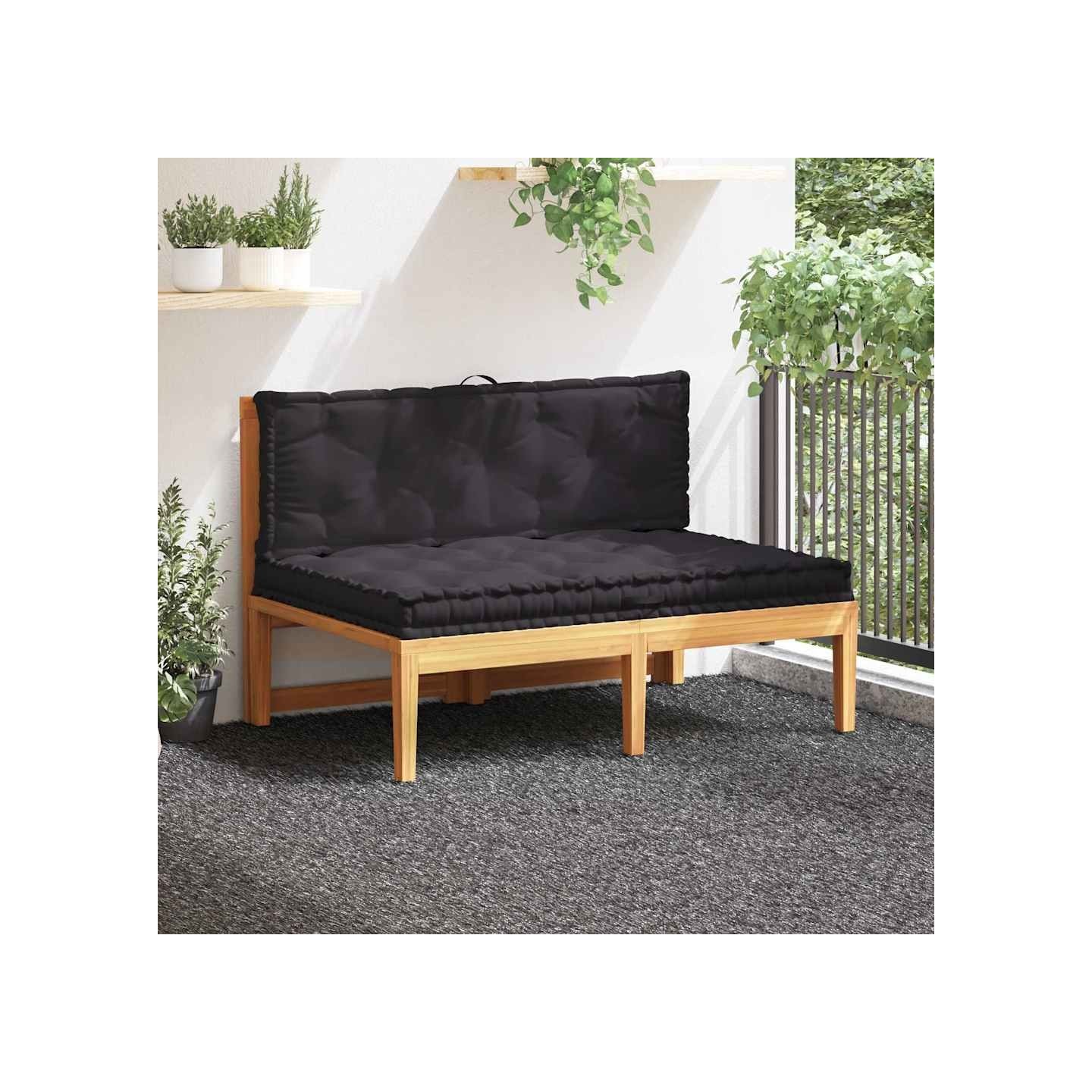 Coussins de plancher de palette lot de 2 Coton Noir
