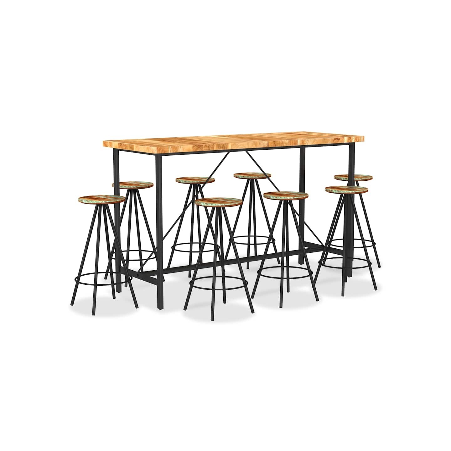 Ensemble de bar 9 pcs Bois d'acacia et de récupération massif