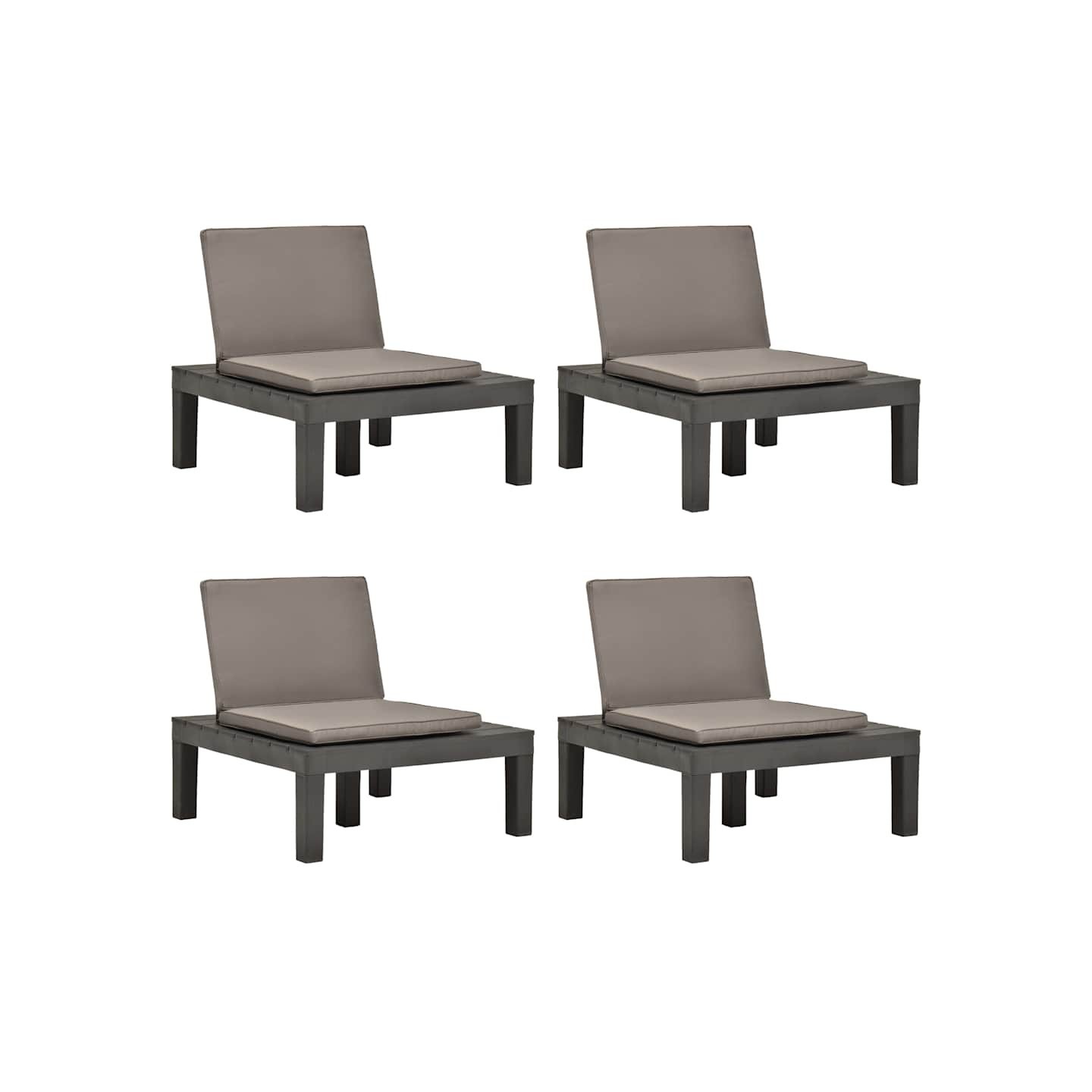 Chaises de salon de jardin et coussins 4pc Plastique Anthracite
