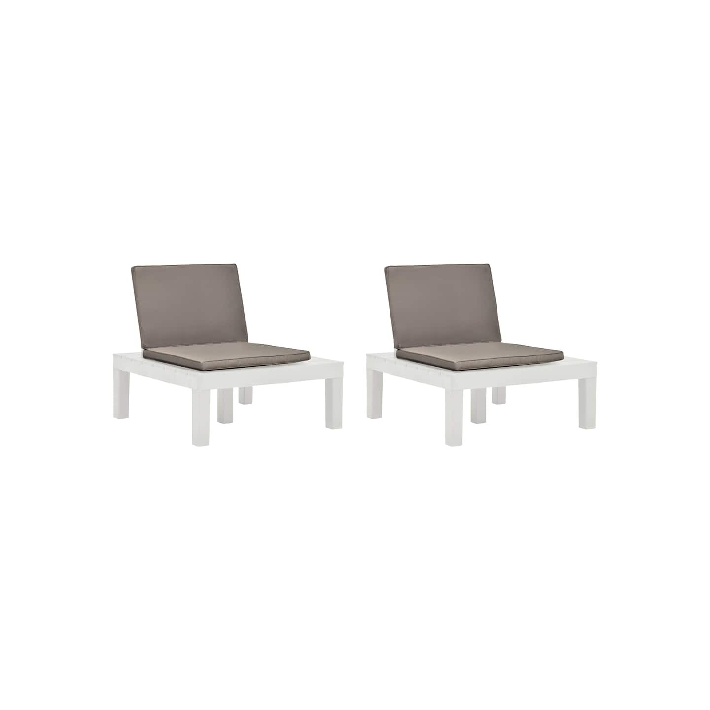 Chaises de salon de jardin et coussins lot de 2 Plastique Blanc