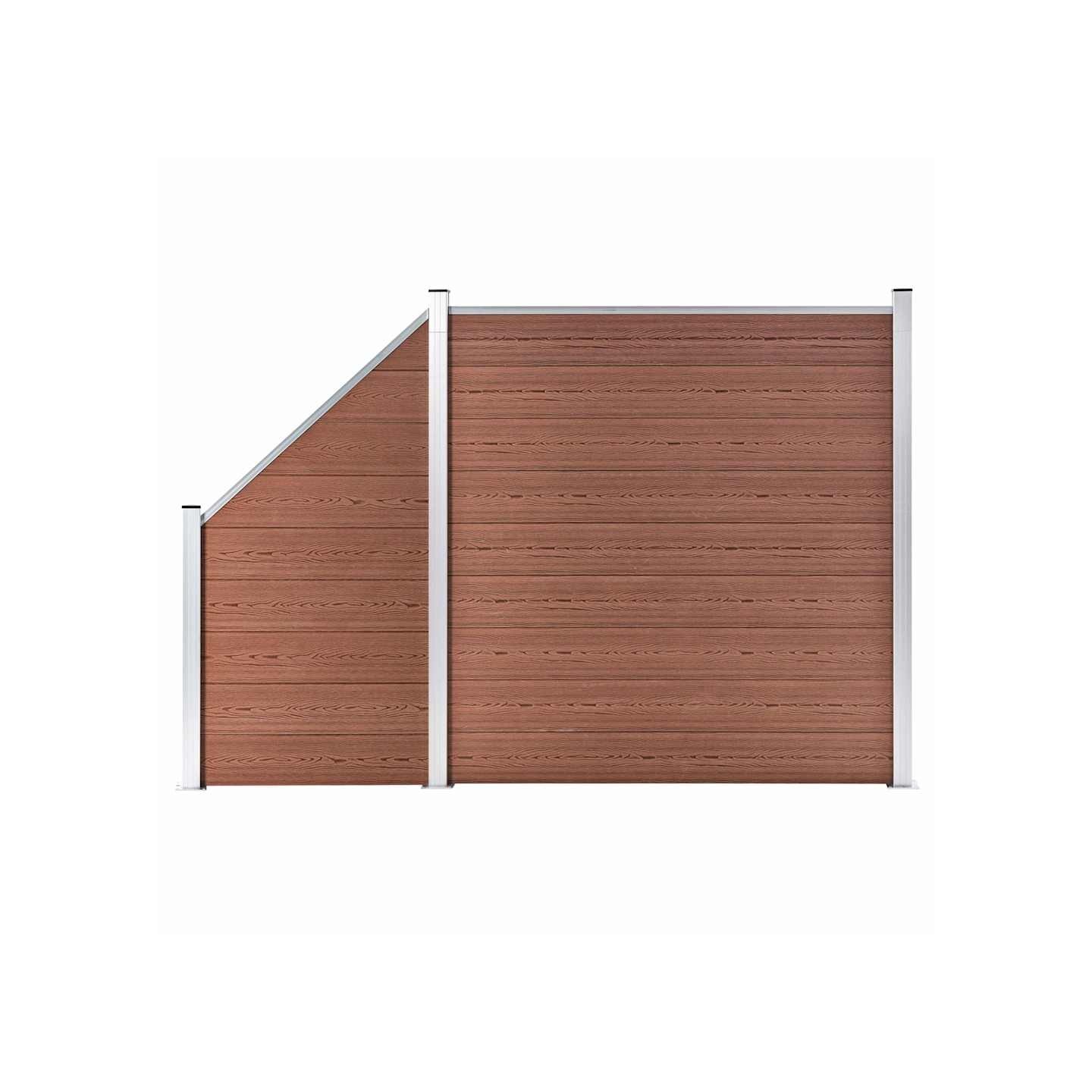 Ensemble de clôture WPC 1 Carré + 1 Incliné 273x186 cm Marron