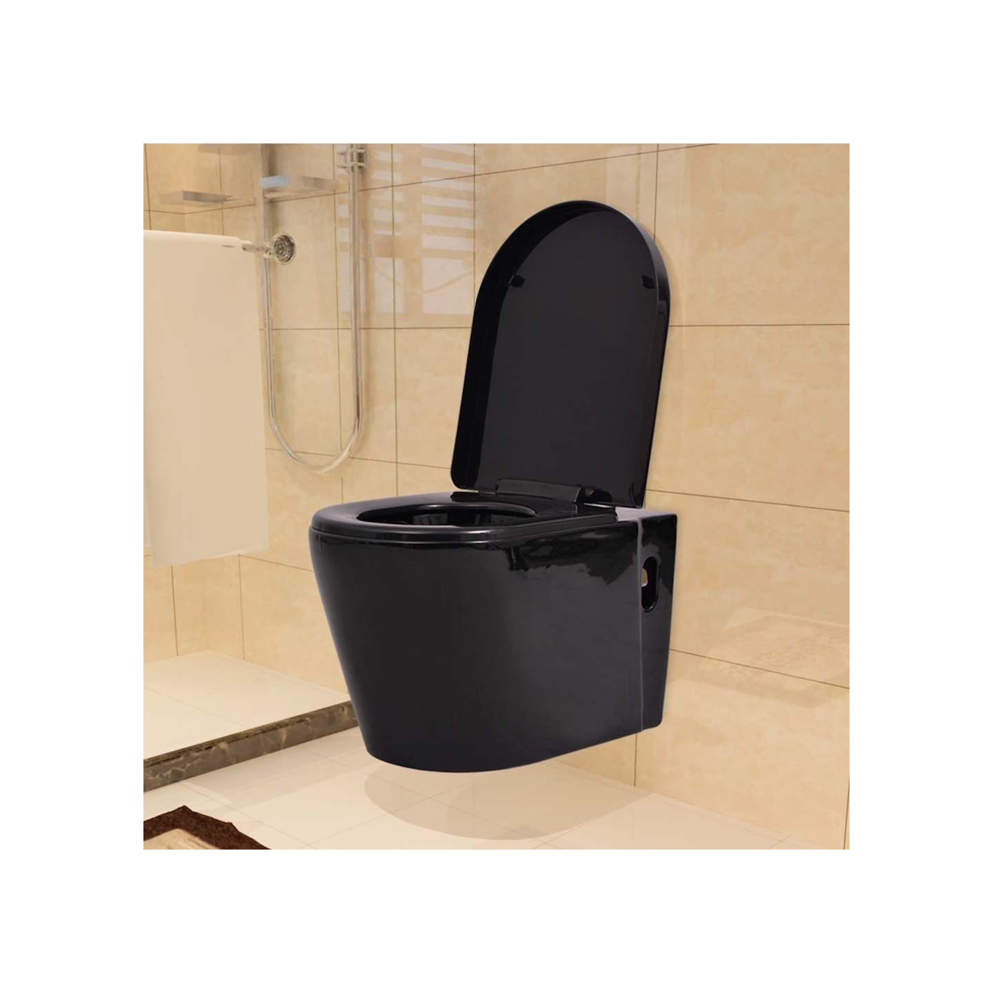 Toilette suspendue au mur avec réservoir caché Céramique Noir