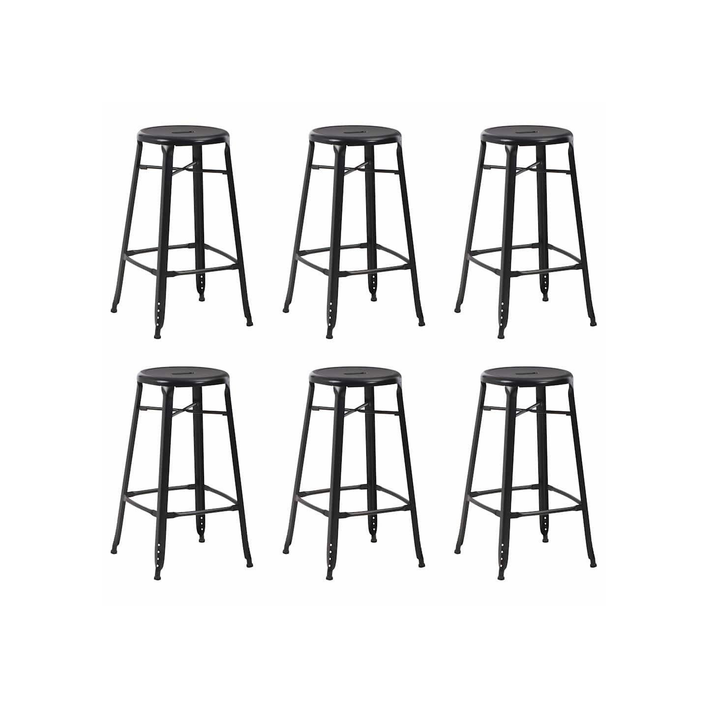 Tabourets de bar lot de 6 noir acier
