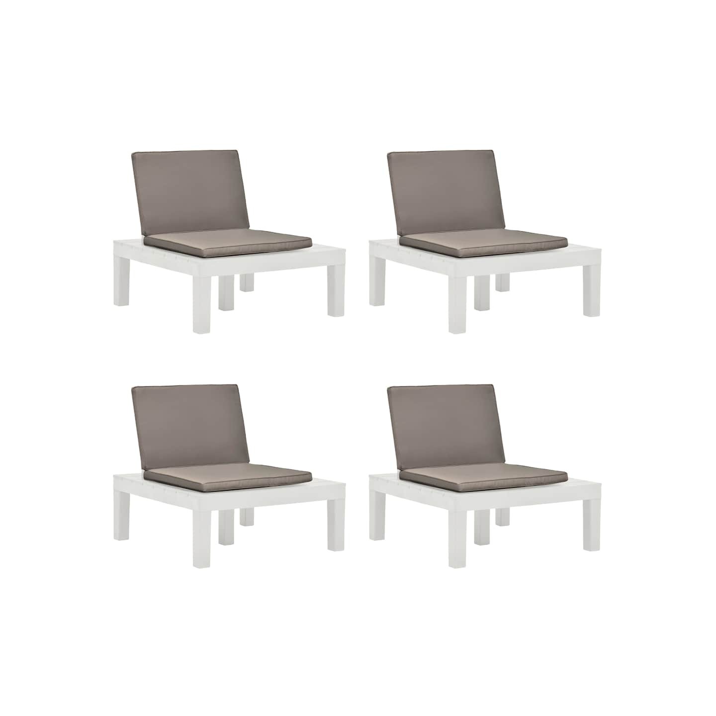 Chaises de salon de jardin et coussins lot de 4 Plastique Blanc