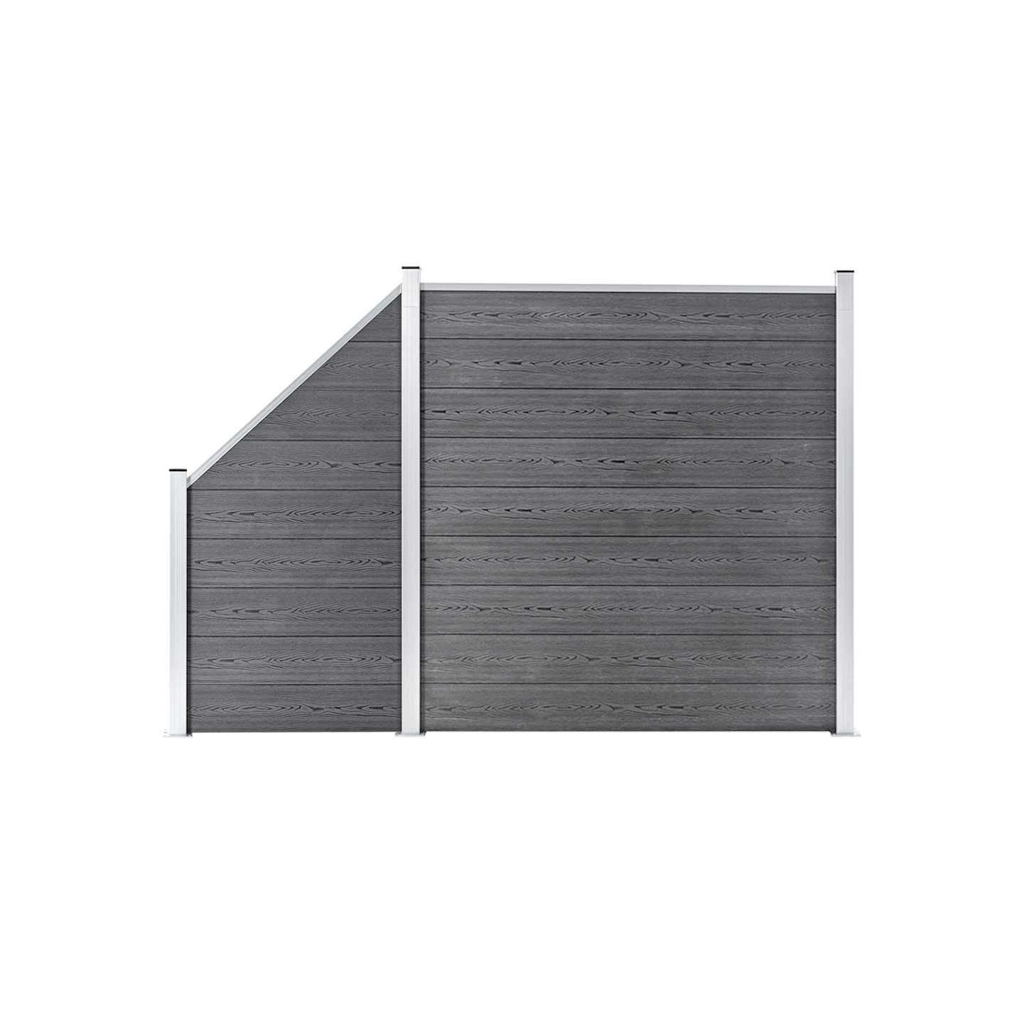 Ensemble de clôture WPC 1 Carré + 1 Incliné 273x186 cm Gris