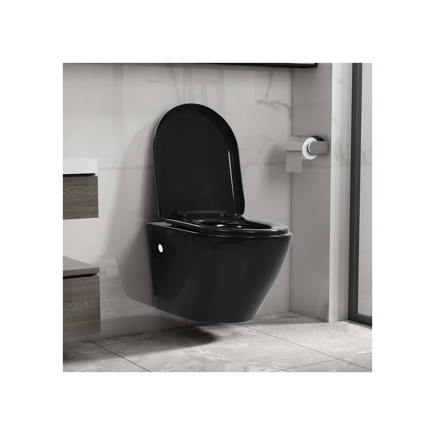 Toilette suspendue au mur avec réservoir caché Céramique Noir