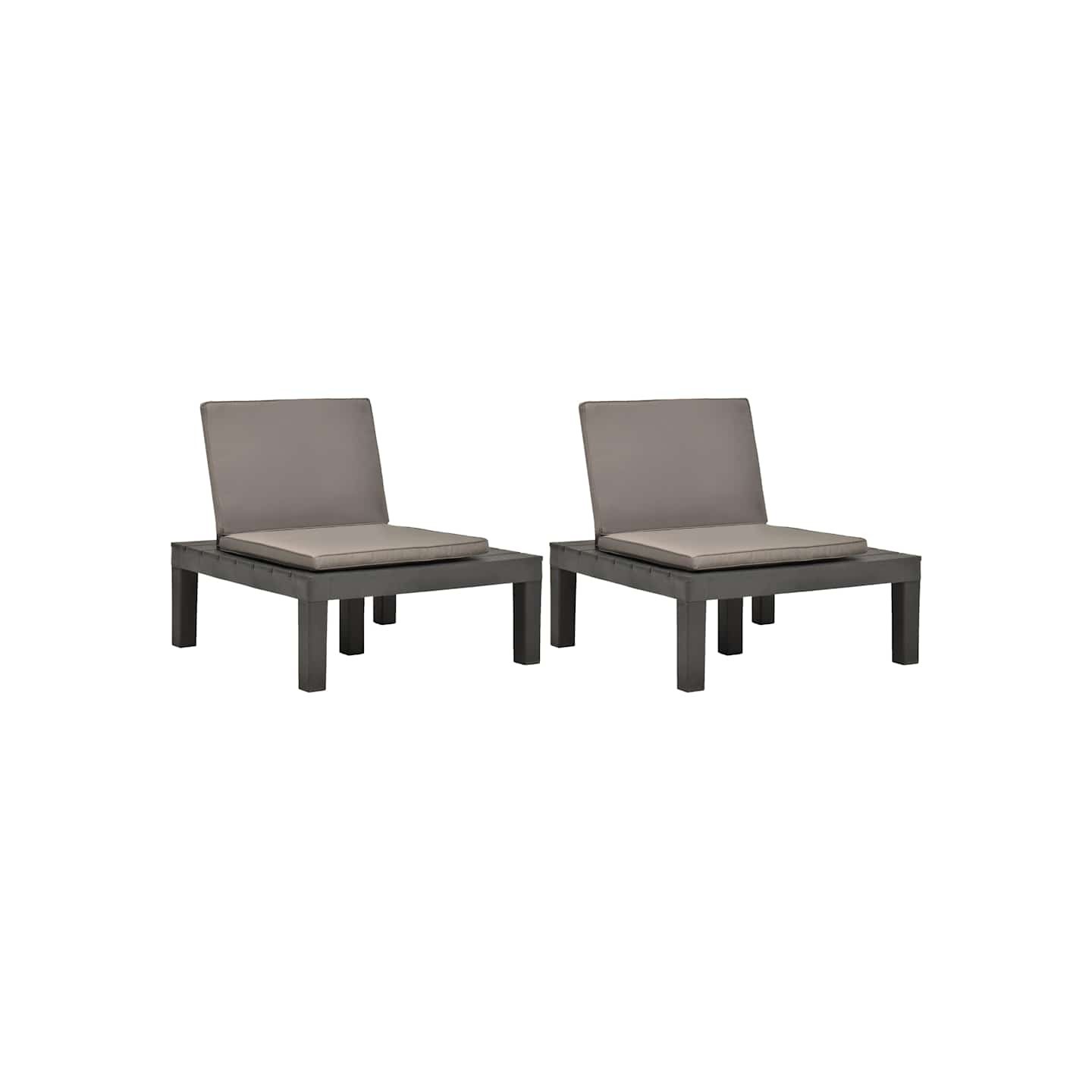 Chaises de salon de jardin et coussins 2pc Plastique Anthracite