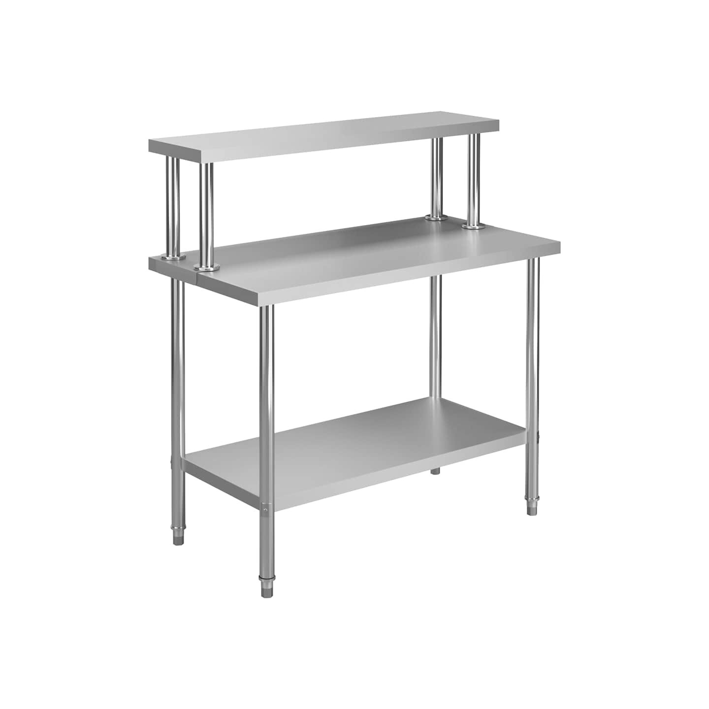 Table de travail de cuisine avec étagère 120x60x120 cm Inox