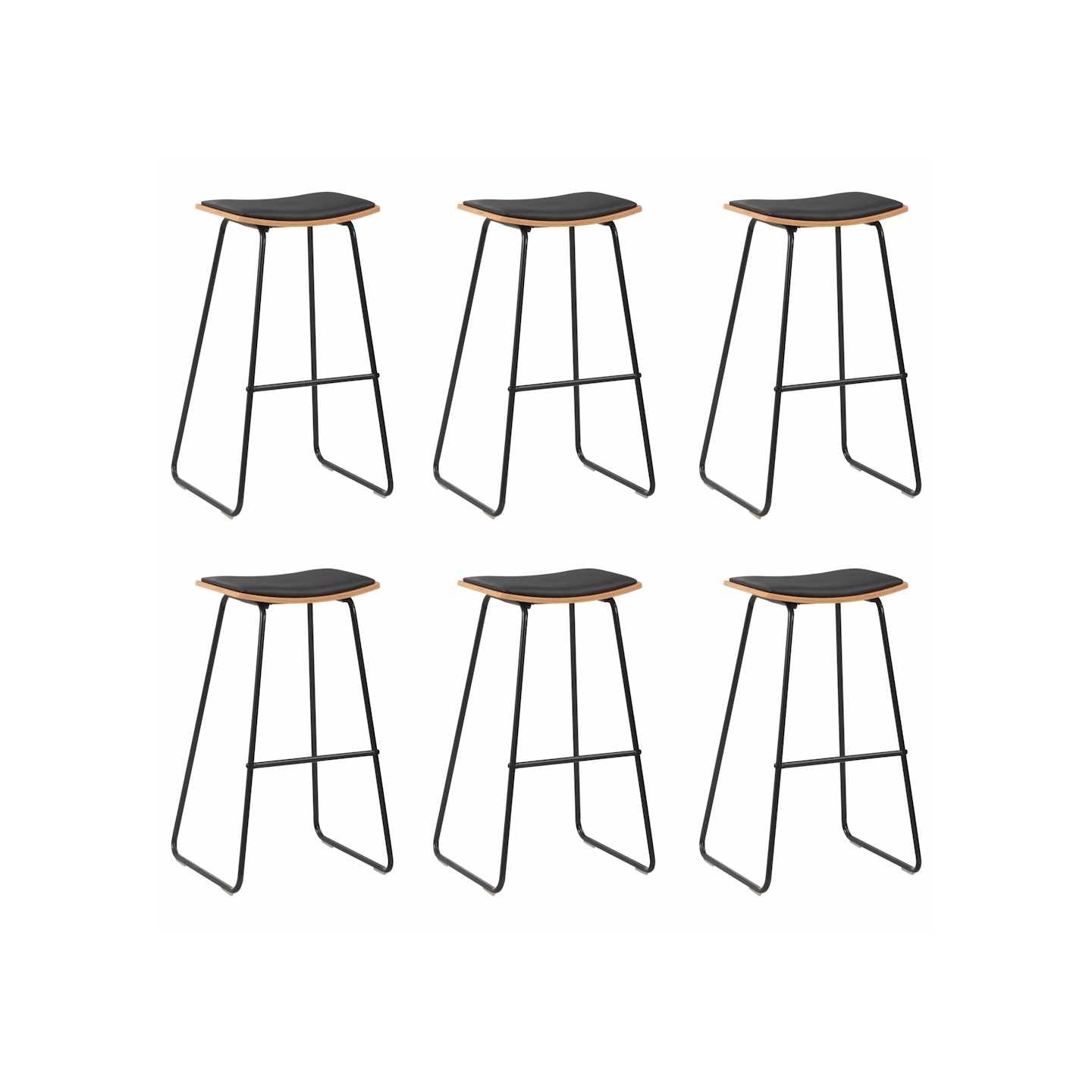 Tabourets de bar lot de 6 noir similicuir