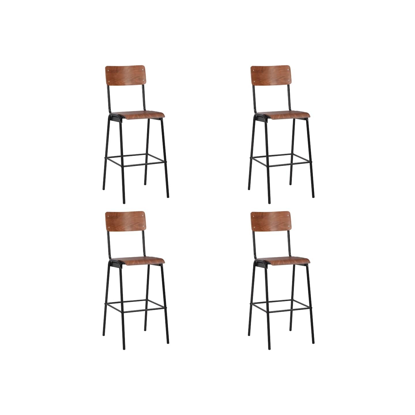 Chaises de bar lot de 4 contreplaqué solide et acier